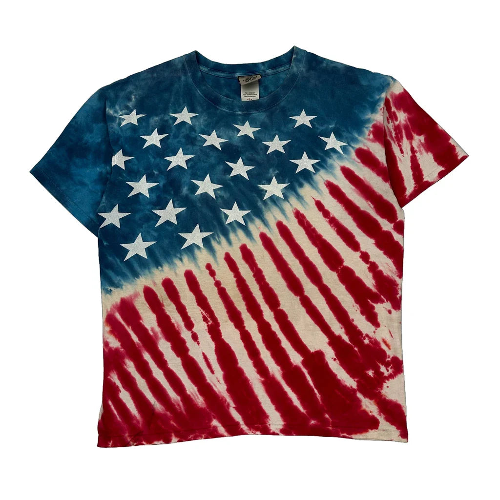 Liquid Blue Tie-Dye T-Shirt - Large Multicoloured Cotton Refurbished - Thrifted (note: this is a term often used to describe second- refurbished available on Cerqular