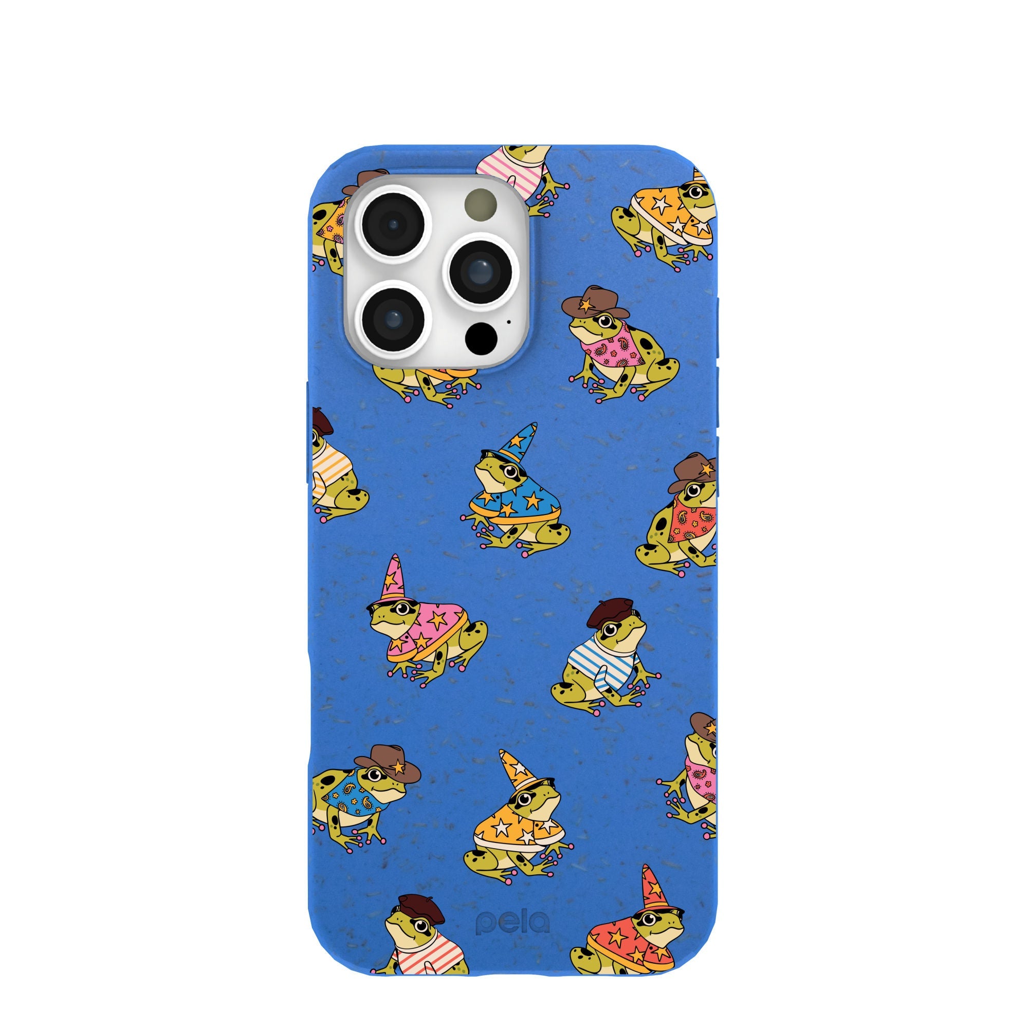 Buy Electric Blue Fancy Frogs iPhone 16 Pro Max Case Refurbished - $65.00 Electric Blue Fancy Frogs iPhone 16 Pro Max Case Refurbished - Pela Case refurbished available on Cerqular