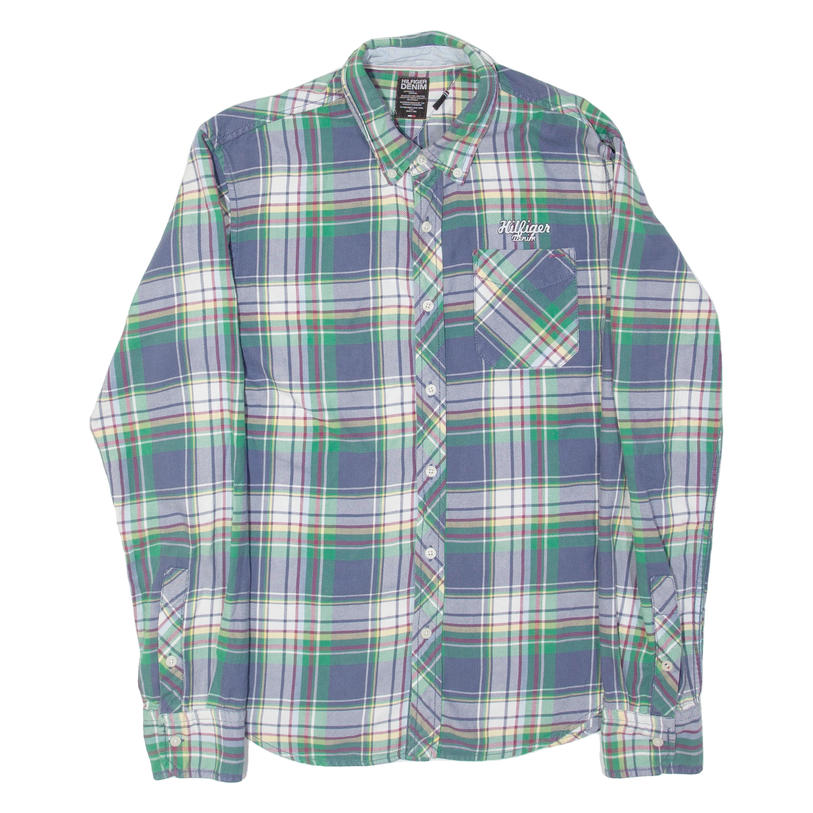 TOMMY HILFIGER Mens Shirt Blue Plaid Long Sleeve M Refurbished - N/A refurbished available on Cerqular