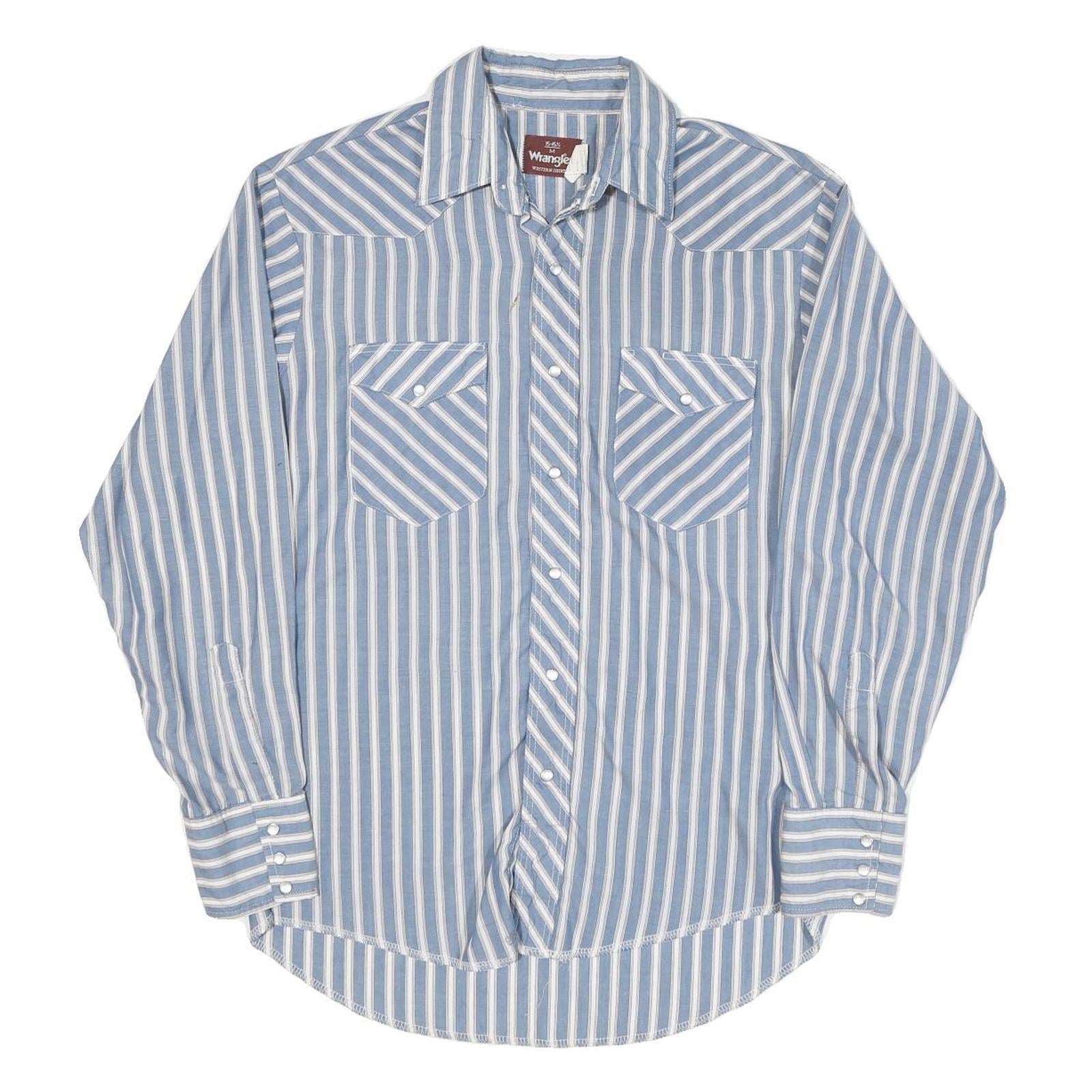 WRANGLER Mens Blue & White Stripe Western Shirt M Classic Button Design Refurbished - N/A refurbished available on Cerqular