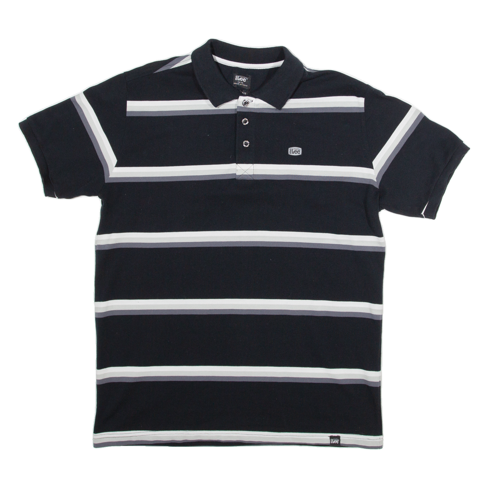 LEE Mens Polo Shirt Black Striped XL Refurbished - N/A refurbished available on Cerqular