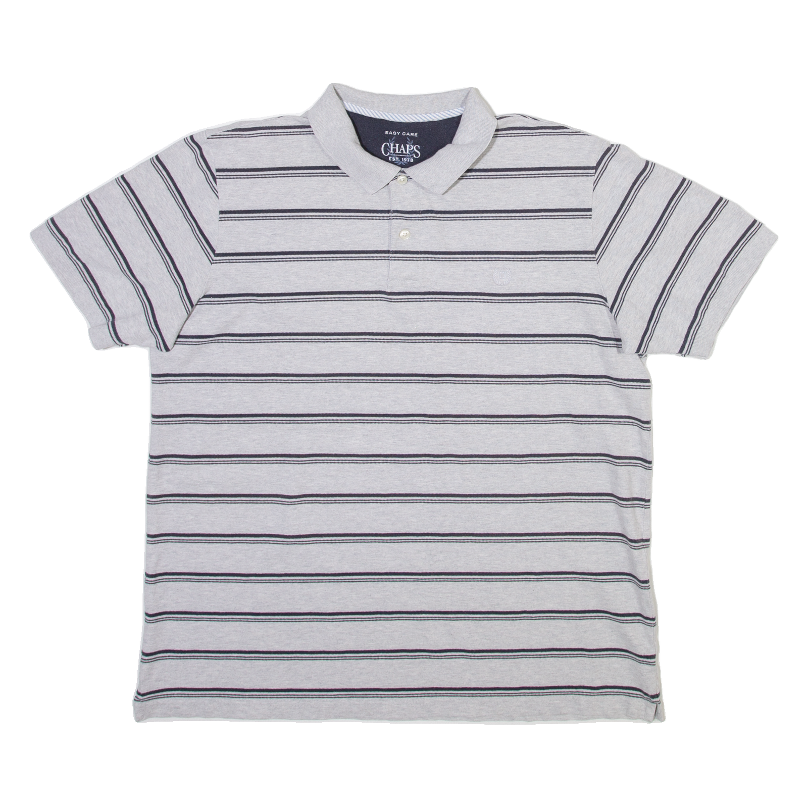 CHAPS Mens Polo Shirt Grey Striped L Refurbished - N/A refurbished available on Cerqular