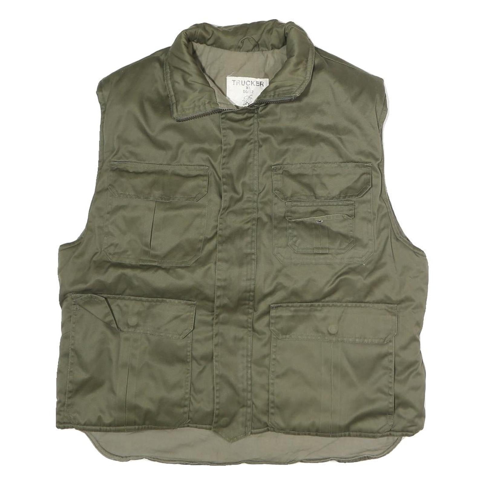 TRUCKER Mens Green Cotton Zip Jacket XL Utility Pockets Casual Workwear Outdoor Refurbished - N/A refurbished available on Cerqular