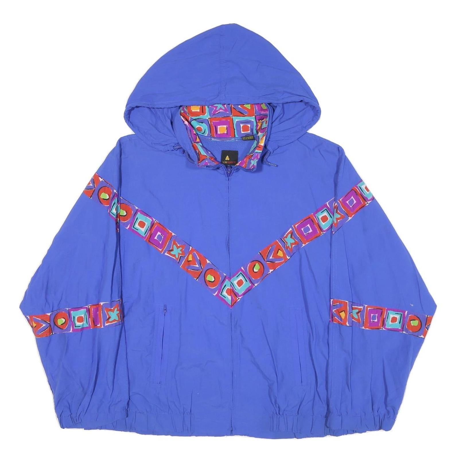 LIZ SPORT Womens Blue Polyester Blend Zip Hooded Jacket XL Abstract Pattern Refurbished - N/A refurbished available on Cerqular