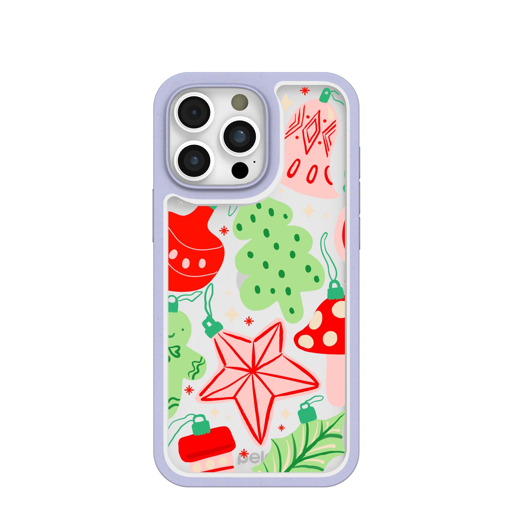 Clear Festive Flair iPhone 16 Pro Max Case With Lavender Ridge Refurbished - Pela Case refurbished available on Cerqular