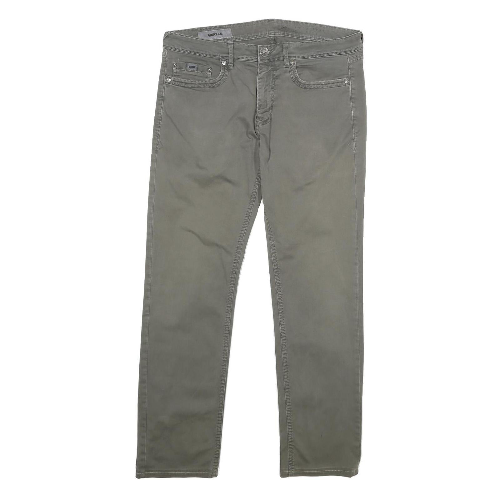 GAS Mens Regular Fit Grey Cotton Blend Zip Trousers W33 L29 Casual Comfort Refurbished - N/A refurbished available on Cerqular
