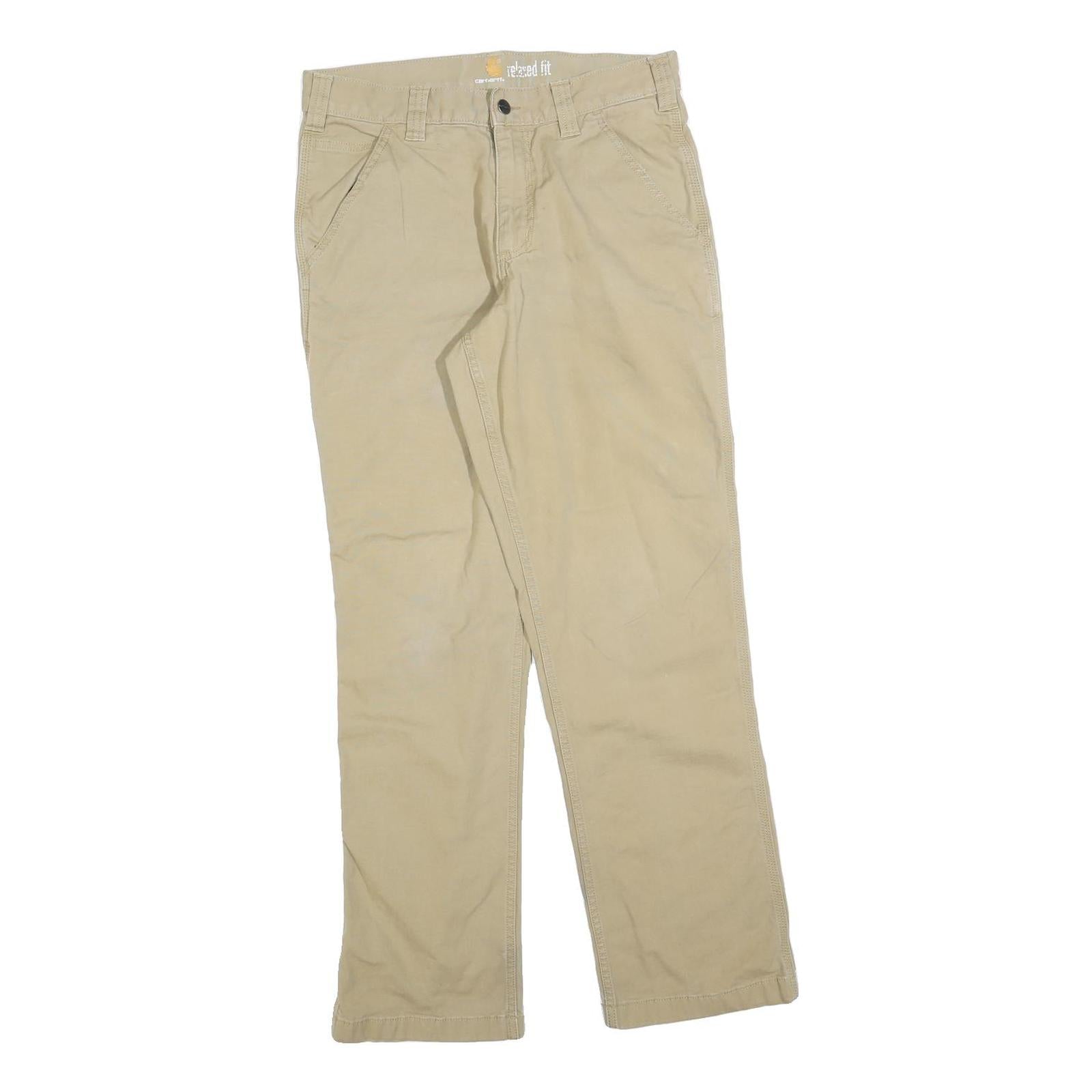 CARHARTT Mens Cotton Blend Beige Relaxed Straight Trousers W31 L32 Workwear Refurbished - N/A refurbished available on Cerqular