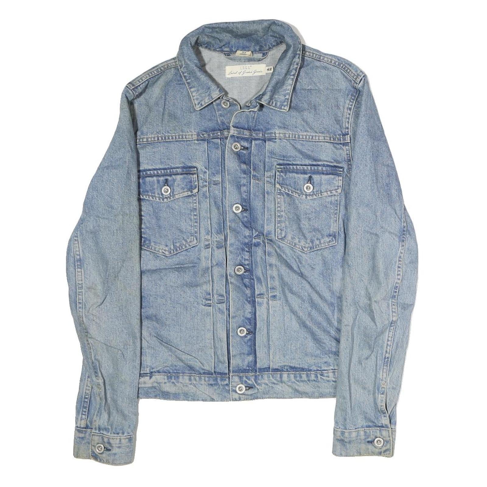 L.O.G.G Mens Blue Denim Jacket M Cotton Button Plain Casual Classic Light Wash Refurbished - N/A refurbished available on Cerqular