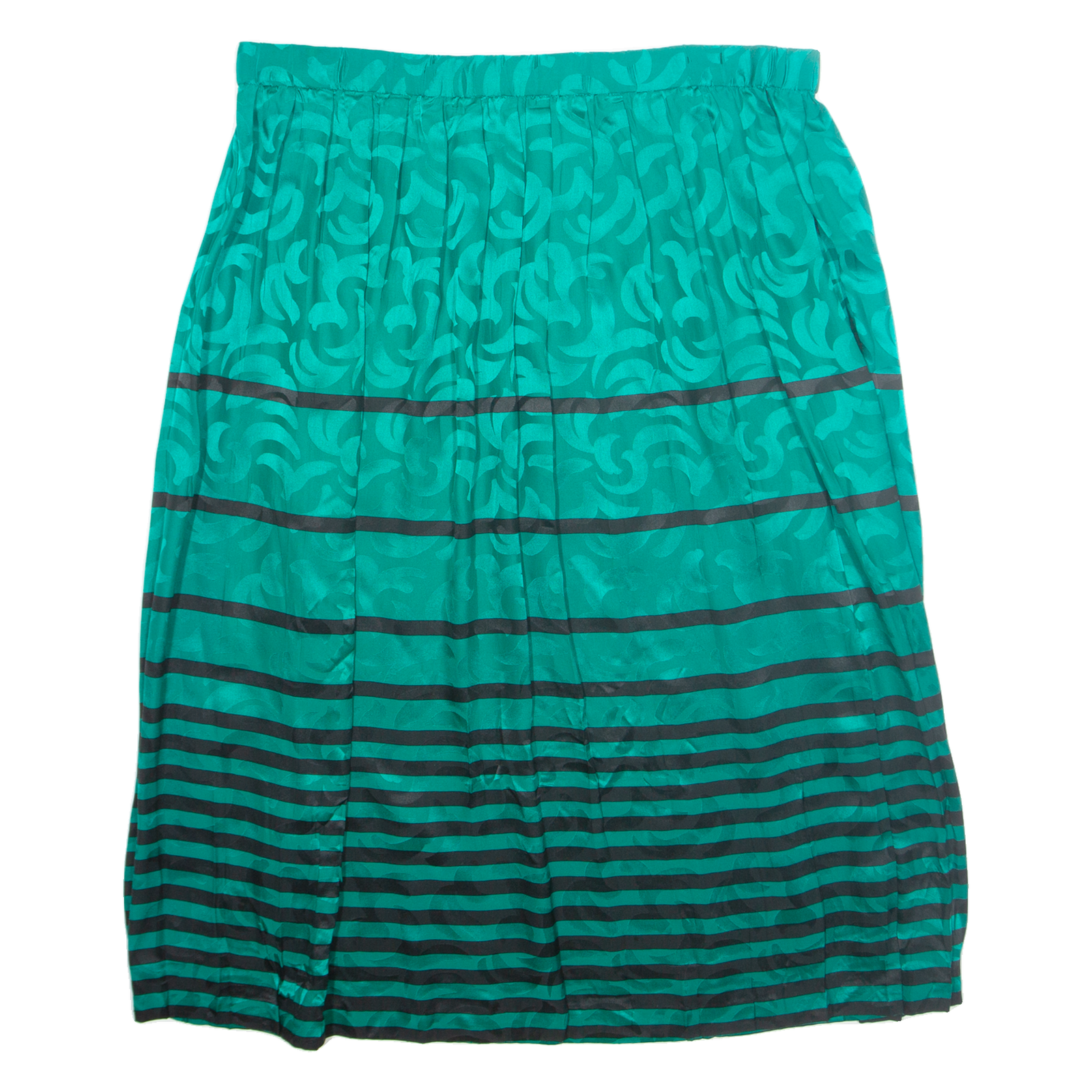 Womens A-Line Skirt Green Midi Silk Striped L Refurbished - N/A refurbished available on Cerqular