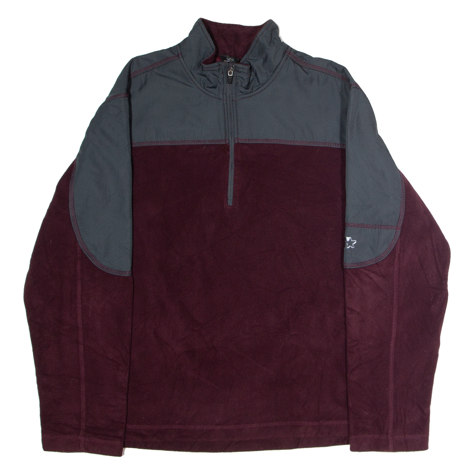 STARTER Mens Fleece Maroon Colourblock 1/4 Zip L Refurbished - N/A refurbished available on Cerqular