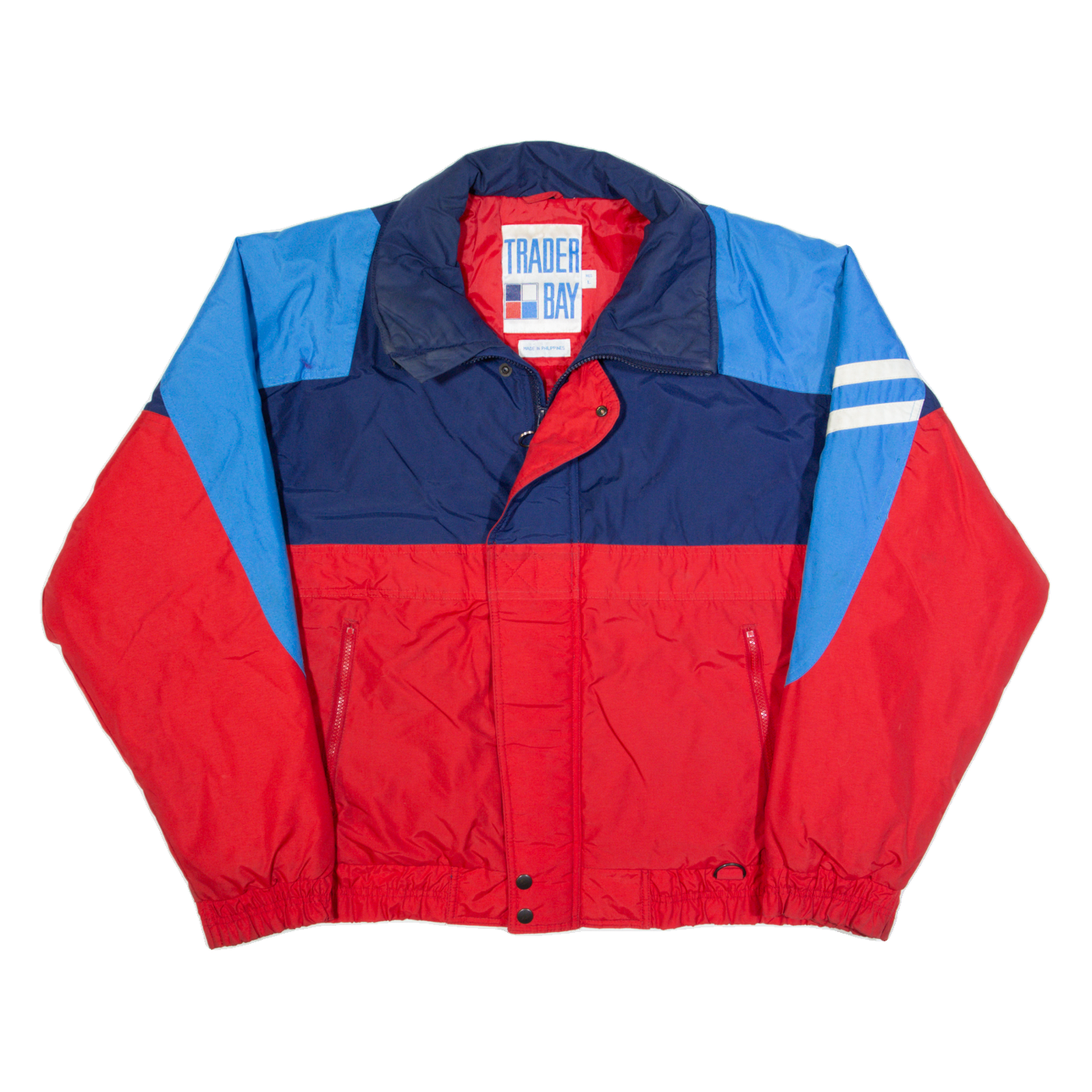 TRADER BAY Mens Jacket Red 90s Colourblock L Refurbished - N/A refurbished available on Cerqular