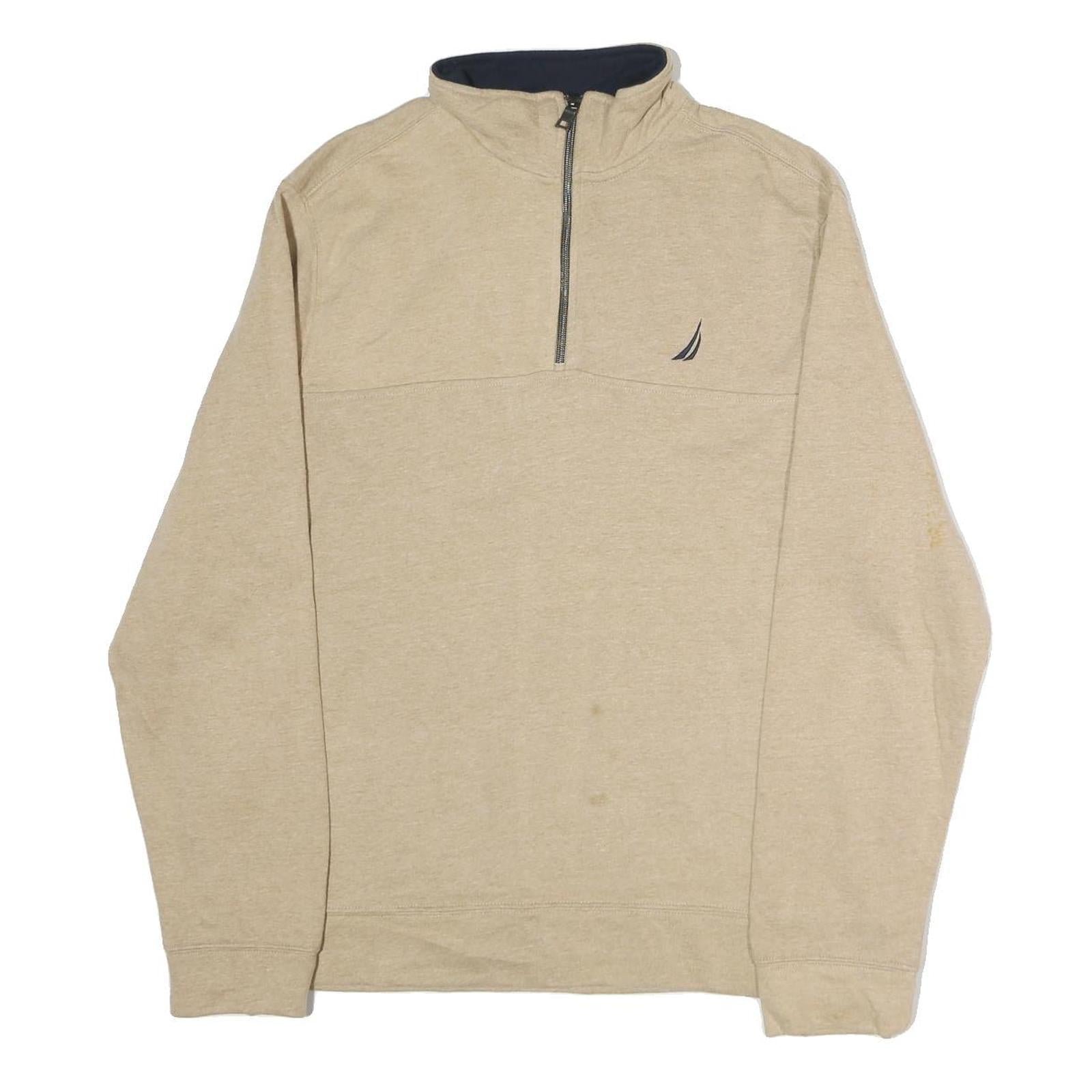NAUTICA Mens Beige Half Zip Sweatshirt L Cotton Pullover Casual Refurbished - N/A refurbished available on Cerqular