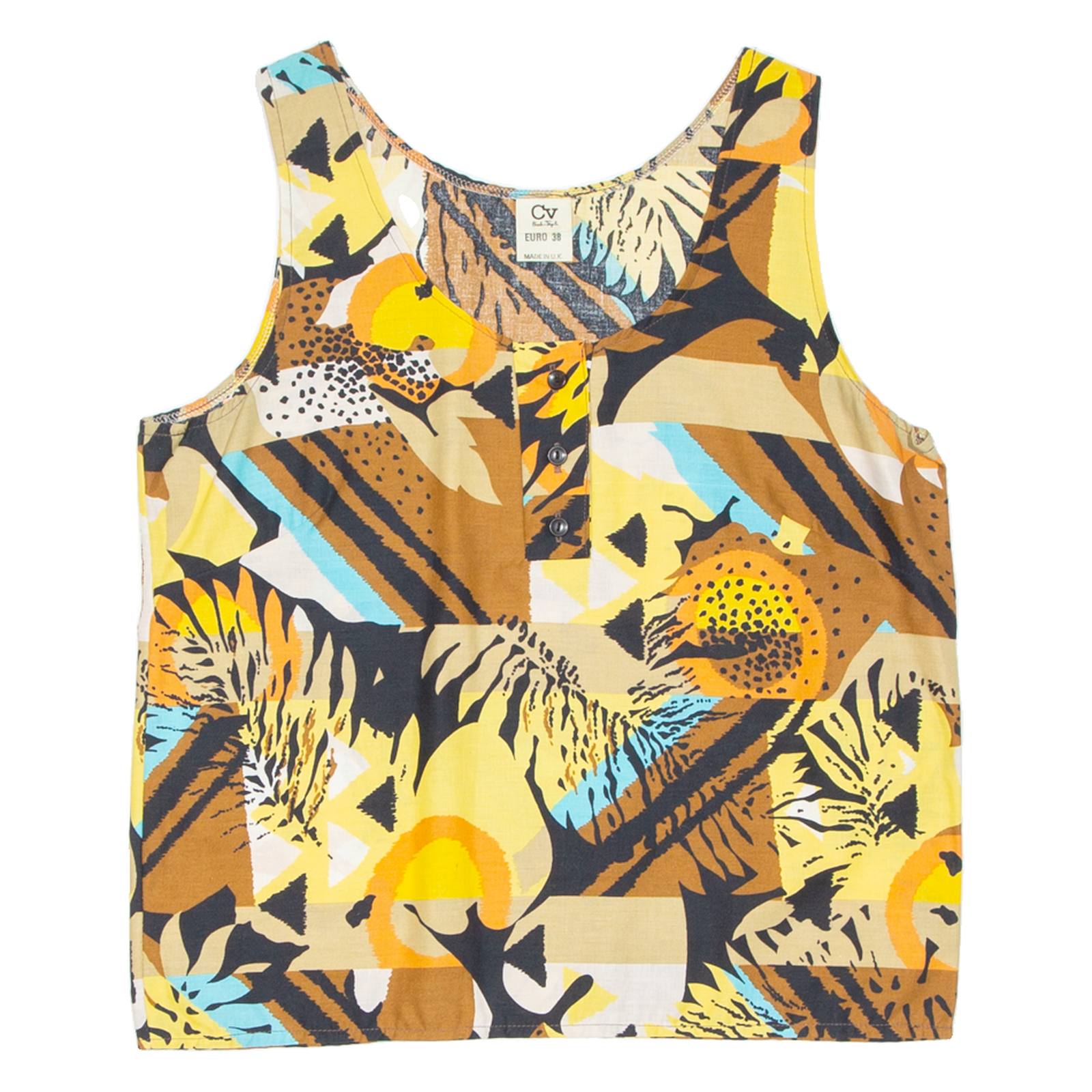 DI MARIO Womens Printed Vest Brown Sleeveless Crazy Pattern M Refurbished - N/A refurbished available on Cerqular