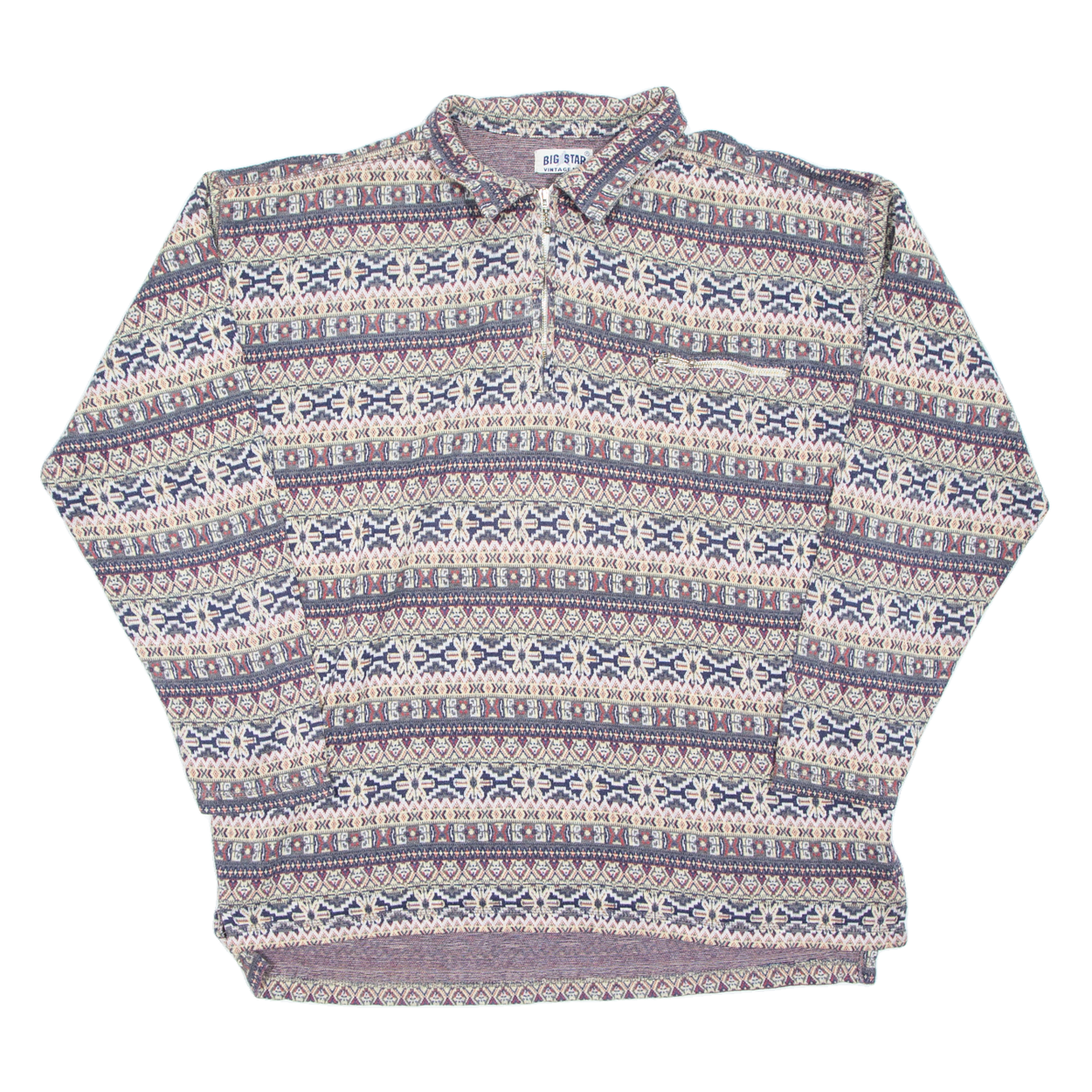 BIG STAR VINTAGE LINE Mens Sweatshirt Beige Collared 90s XL Refurbished - N/A refurbished available on Cerqular