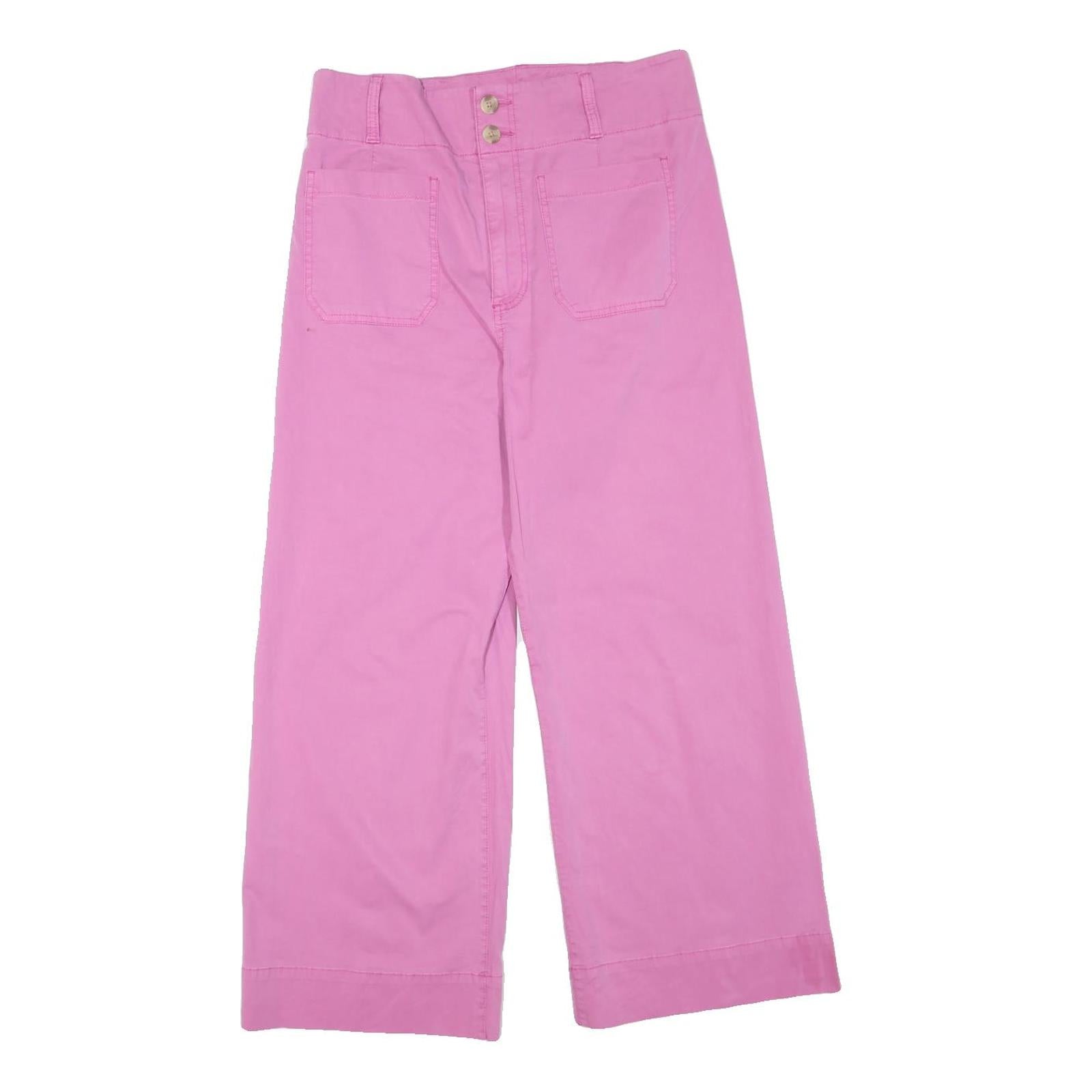 LAUREN CONRAD Womens Cotton Blend Pink Regular Wide-Leg Trousers W32 L25 Stylish Refurbished - N/A refurbished available on Cerqular
