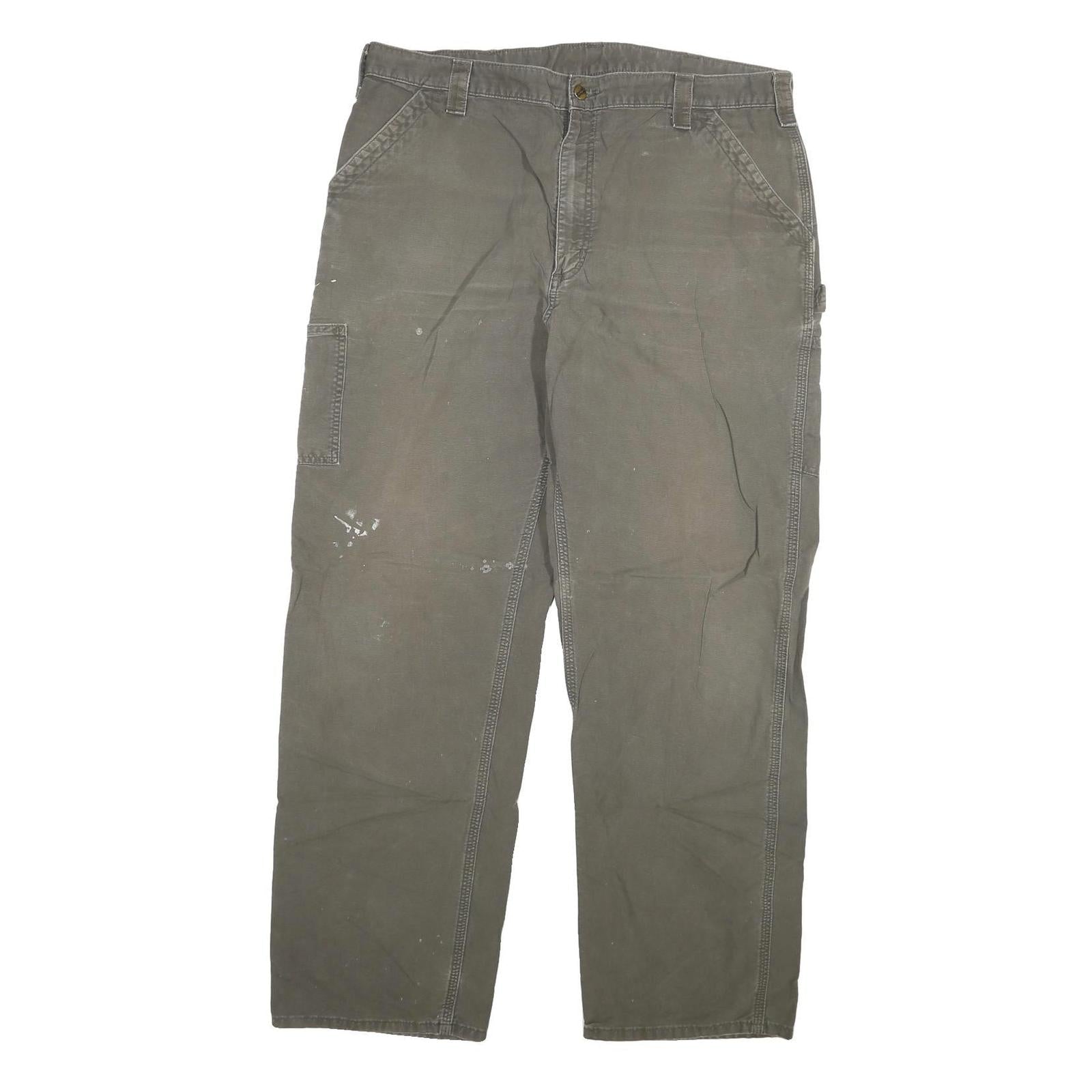CARHARTT Mens Cotton Blend Grey Relaxed Straight Trousers W40 L34 Workwear Refurbished - N/A refurbished available on Cerqular