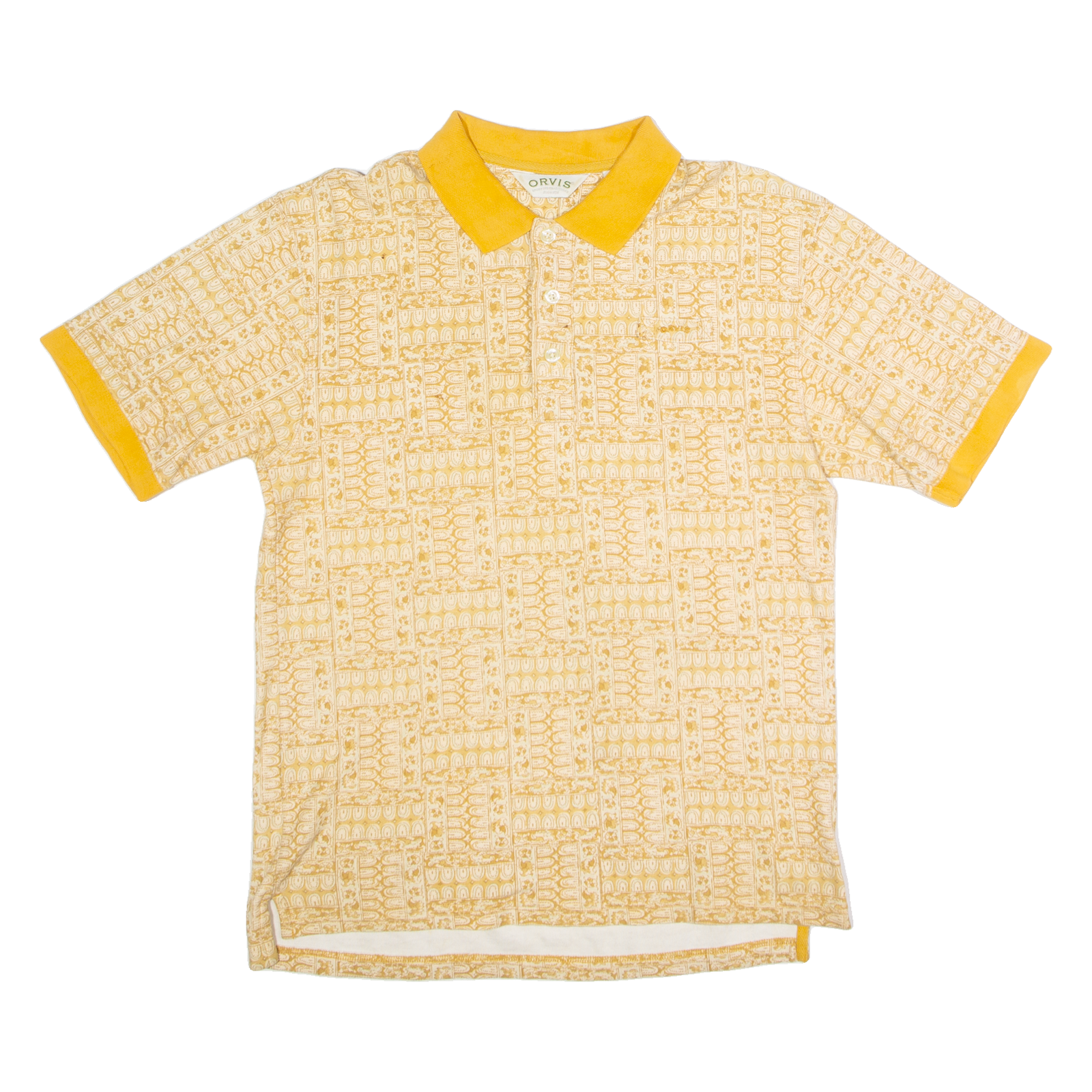 ORVIS Mens Polo Shirt Yellow 90s Paisley M Refurbished - N/A refurbished available on Cerqular