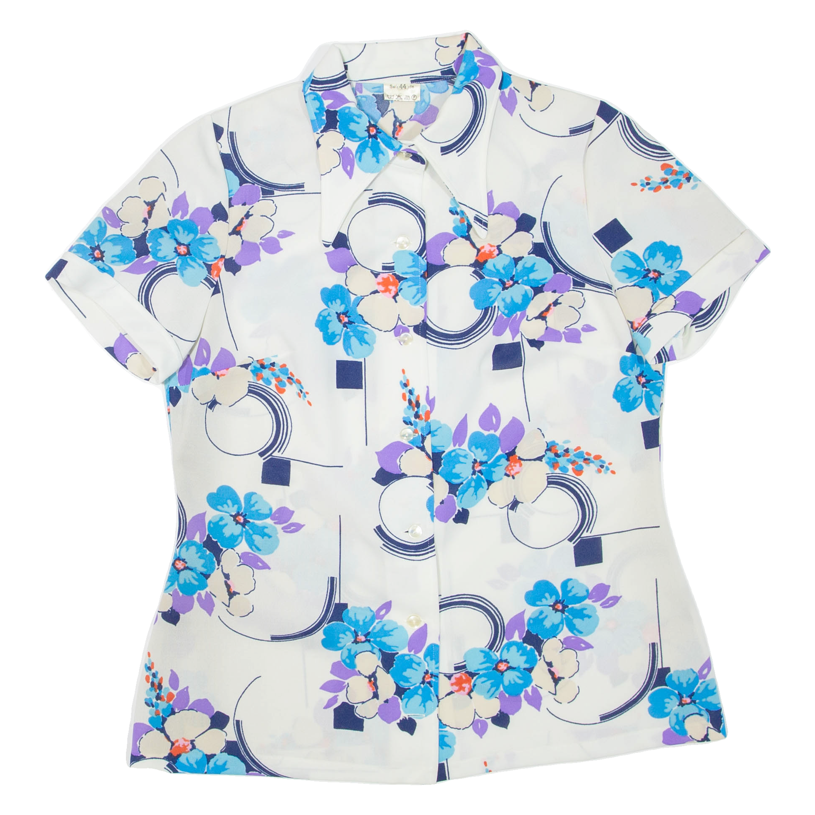 Womens Printed Shirt White Collared Floral L Refurbished - N/A refurbished available on Cerqular