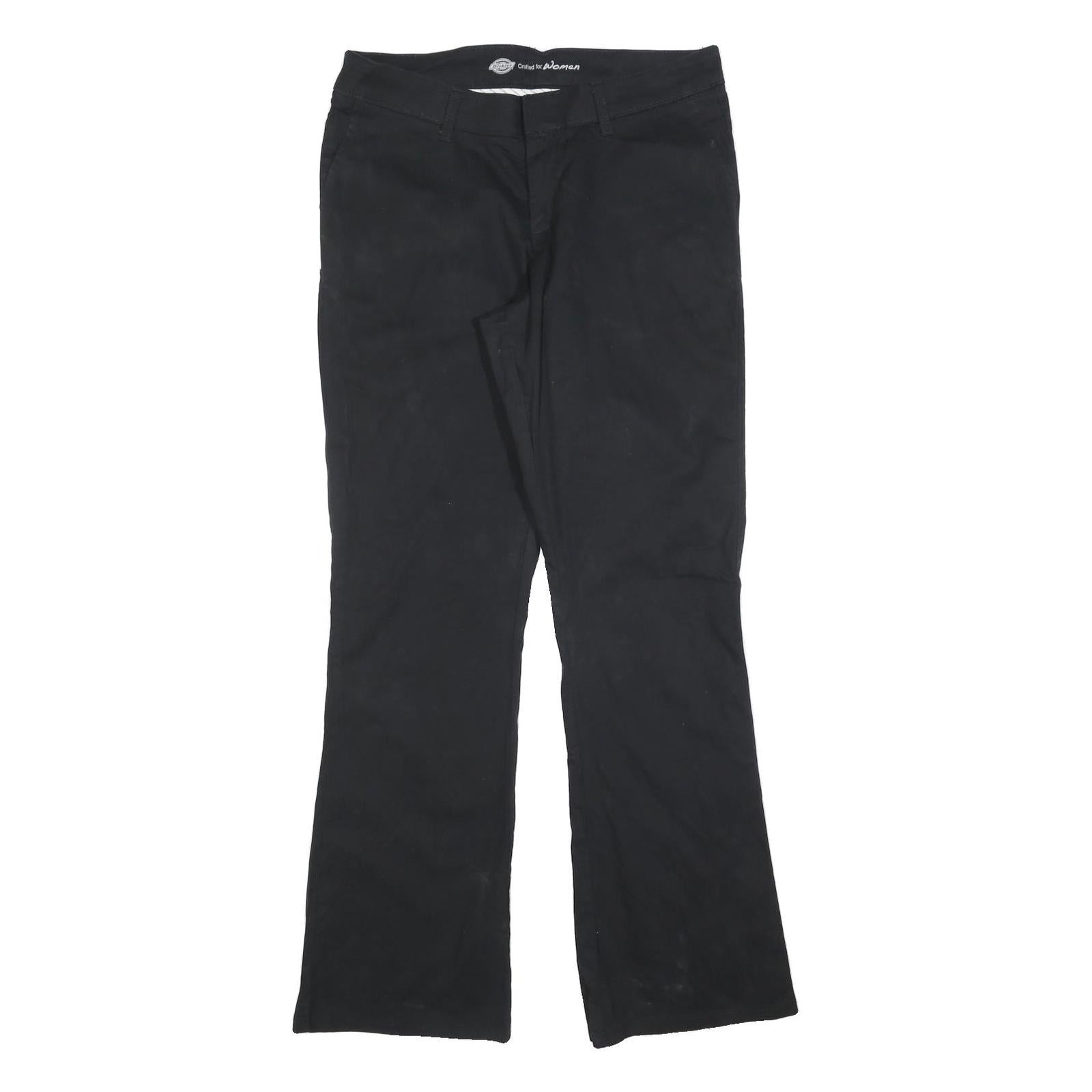 DICKIES Womens Slim Black Cotton Blend Trousers W34 L34 Zip Closure Straight Leg Refurbished - N/A refurbished available on Cerqular