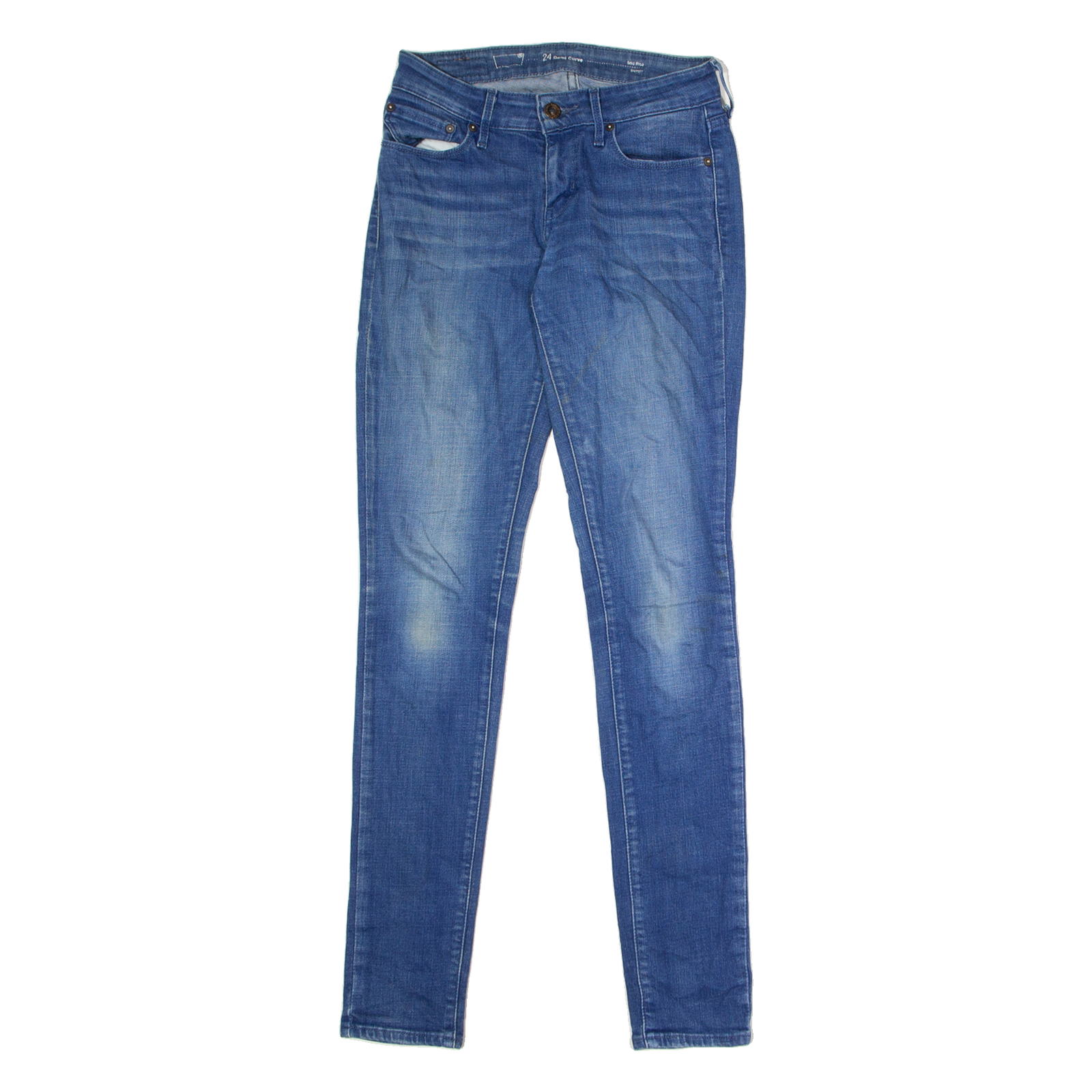 LEVI'S Demi Curve Womens Jeans Blue Regular Skinny Stone Wash W24 L32 Refurbished - N/A refurbished available on Cerqular