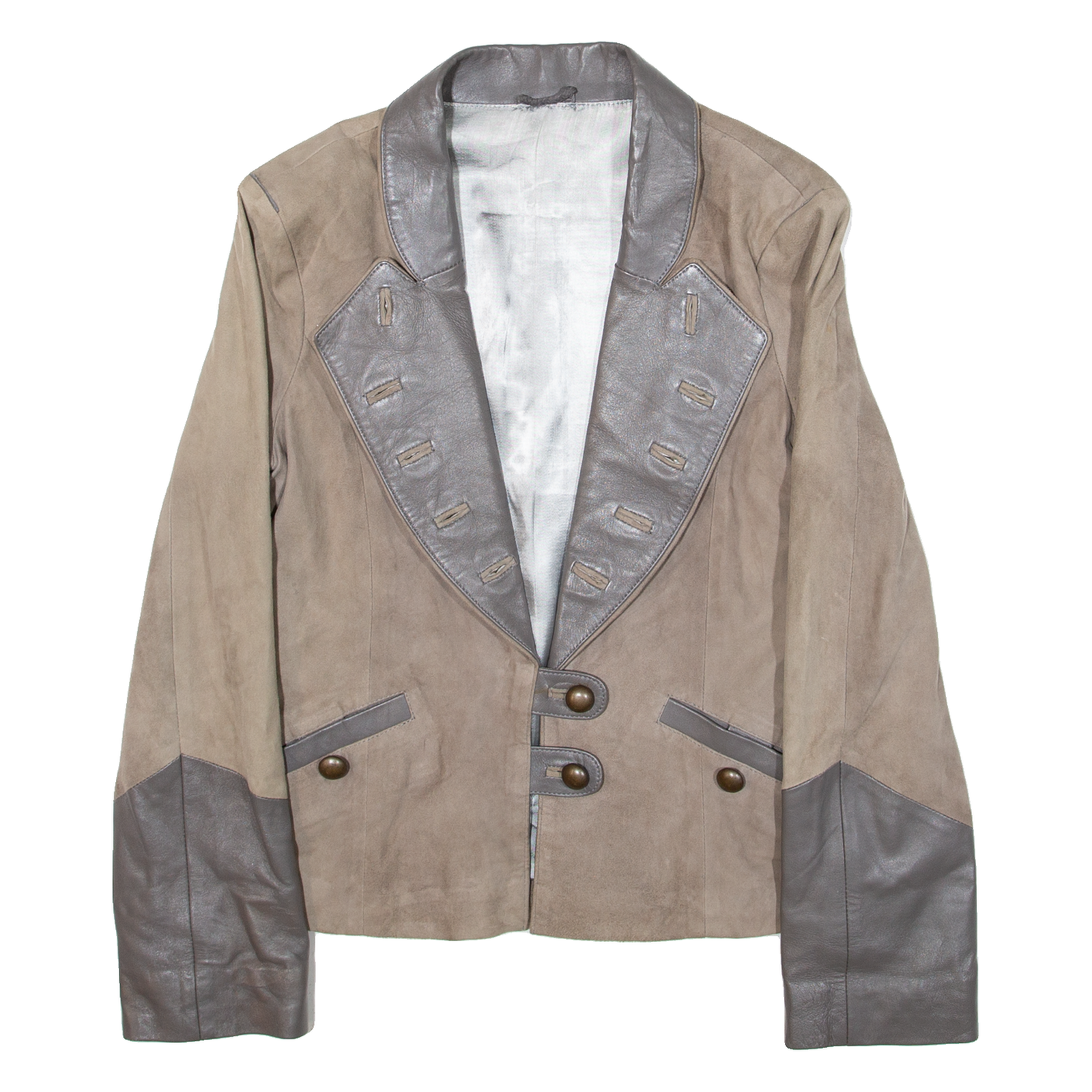 Womens Blazer Jacket Beige Leather Suede S Refurbished - N/A refurbished available on Cerqular