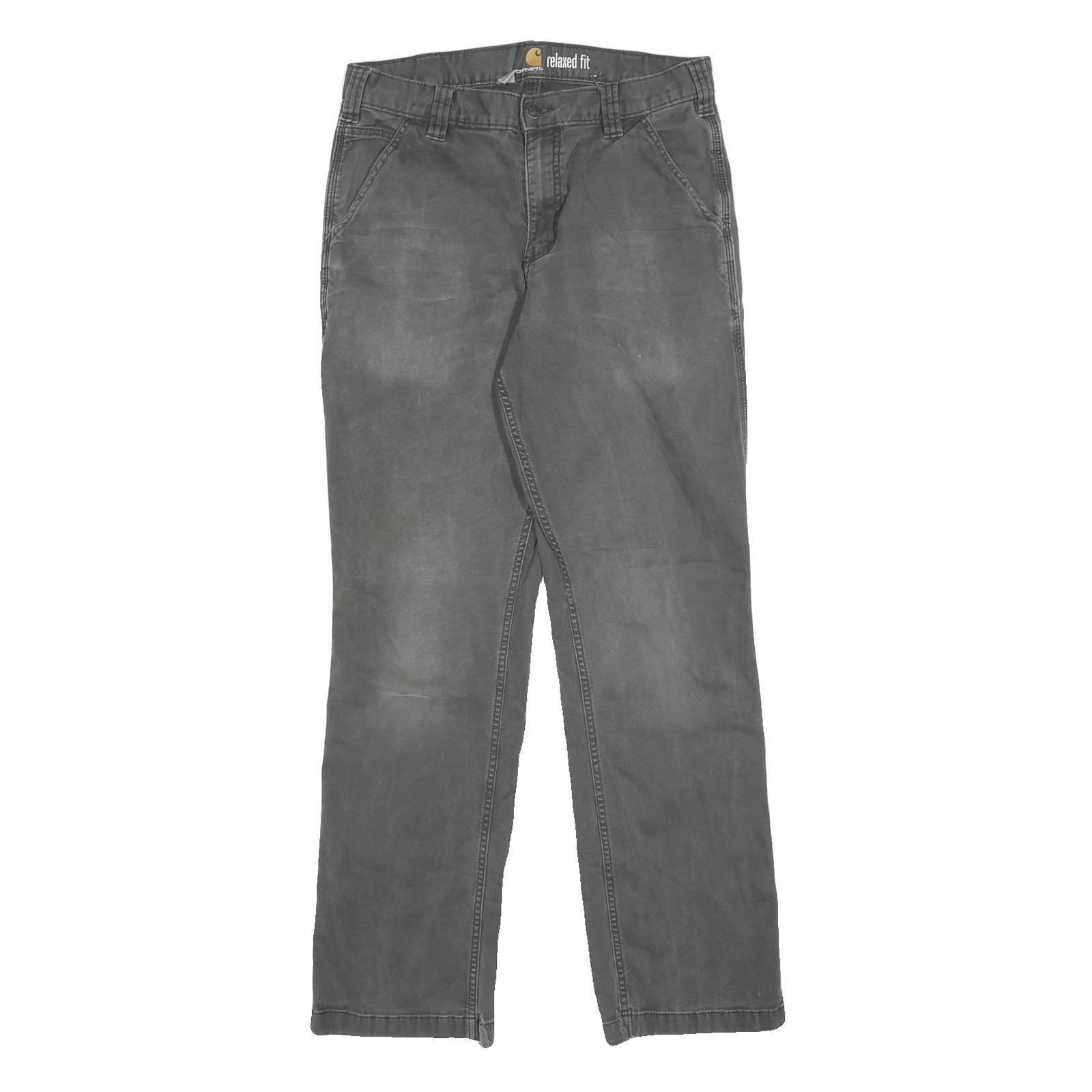 CARHARTT Mens Grey Relaxed Fit Straight Trousers W32 L31 Casual Workwear Zip Refurbished - N/A refurbished available on Cerqular