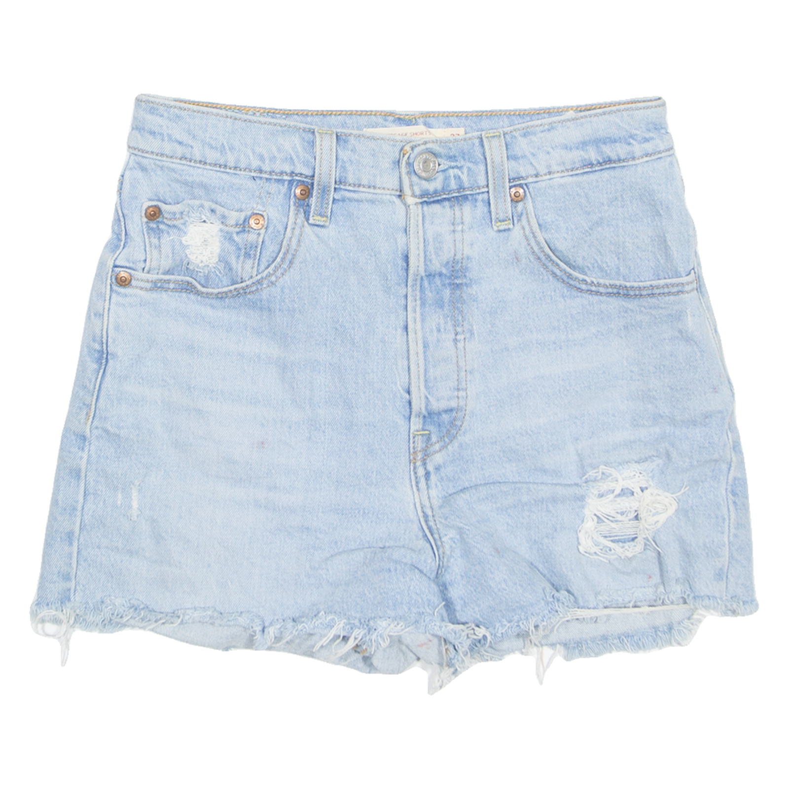 LEVI'S Cut Off Ribcage Premium E Womens Denim Shorts Blue S W26 Refurbished - N/A refurbished available on Cerqular
