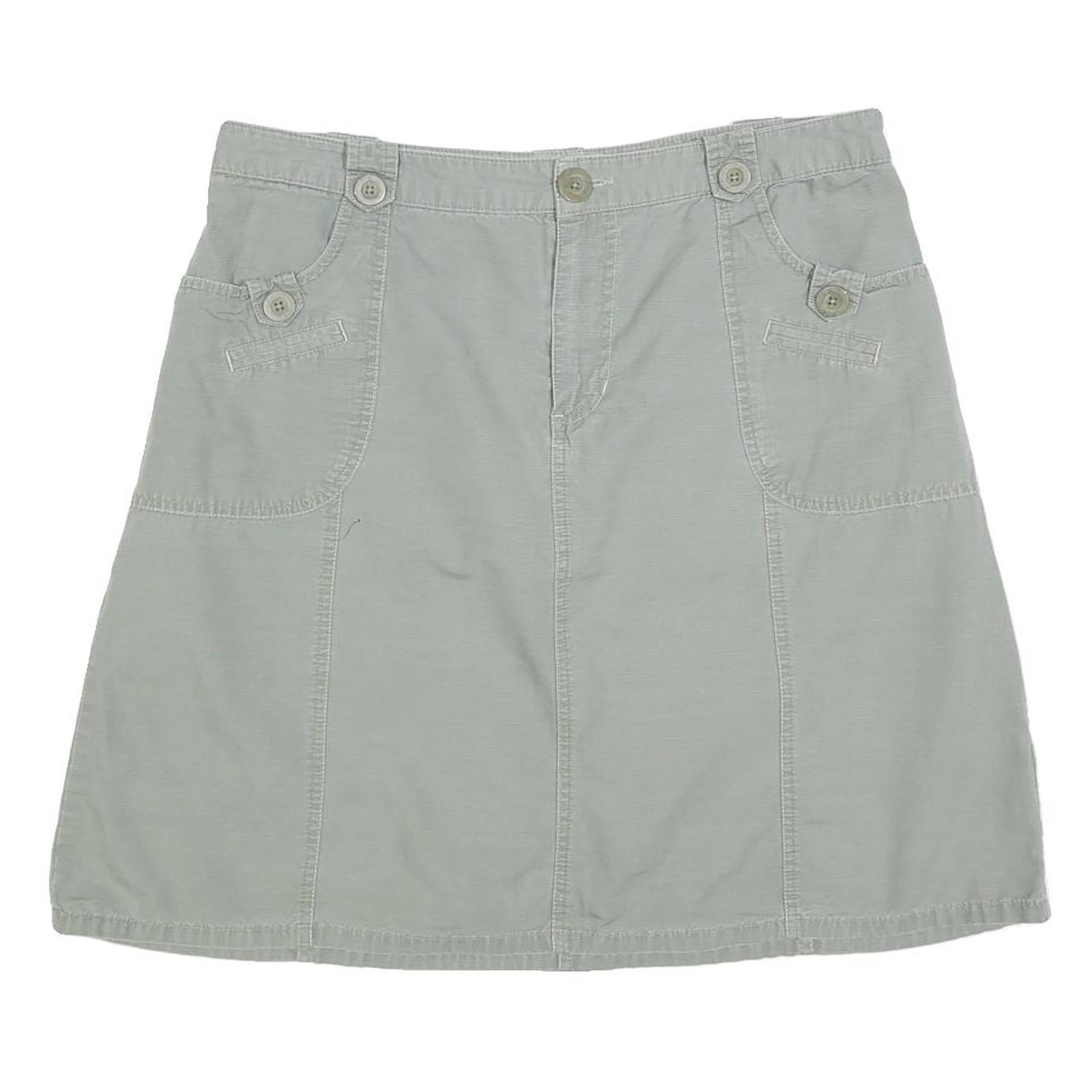 CHEROKEE Womens Grey Cotton Blend Casual Mini Skirt L Button Pocket Detail Refurbished - N/A refurbished available on Cerqular