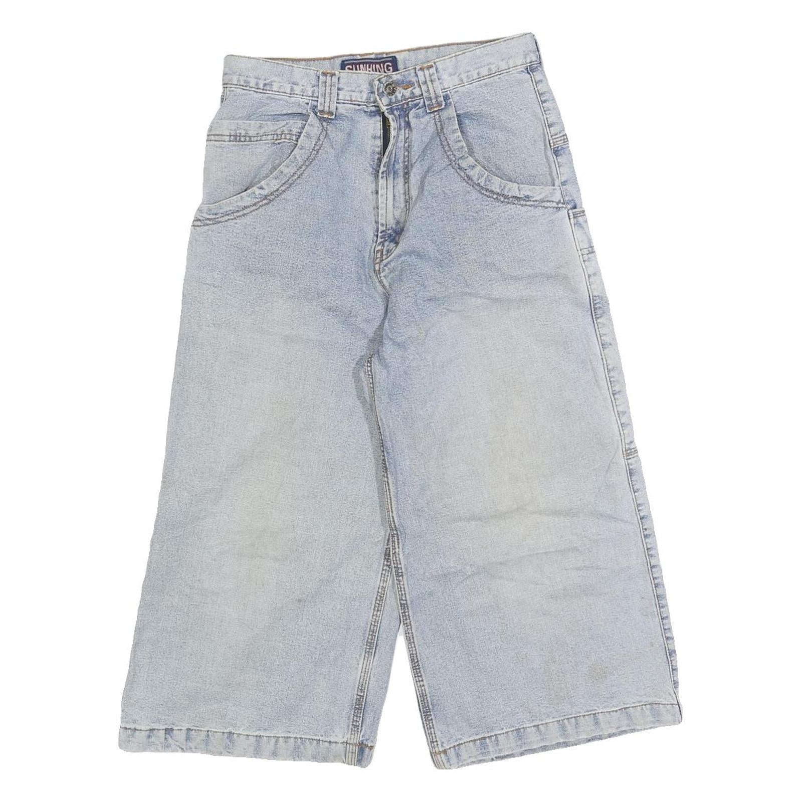 SUNHING Womens Denim Casual Blue XS W26 Wide Leg Cotton Blend Shorts Refurbished - N/A refurbished available on Cerqular