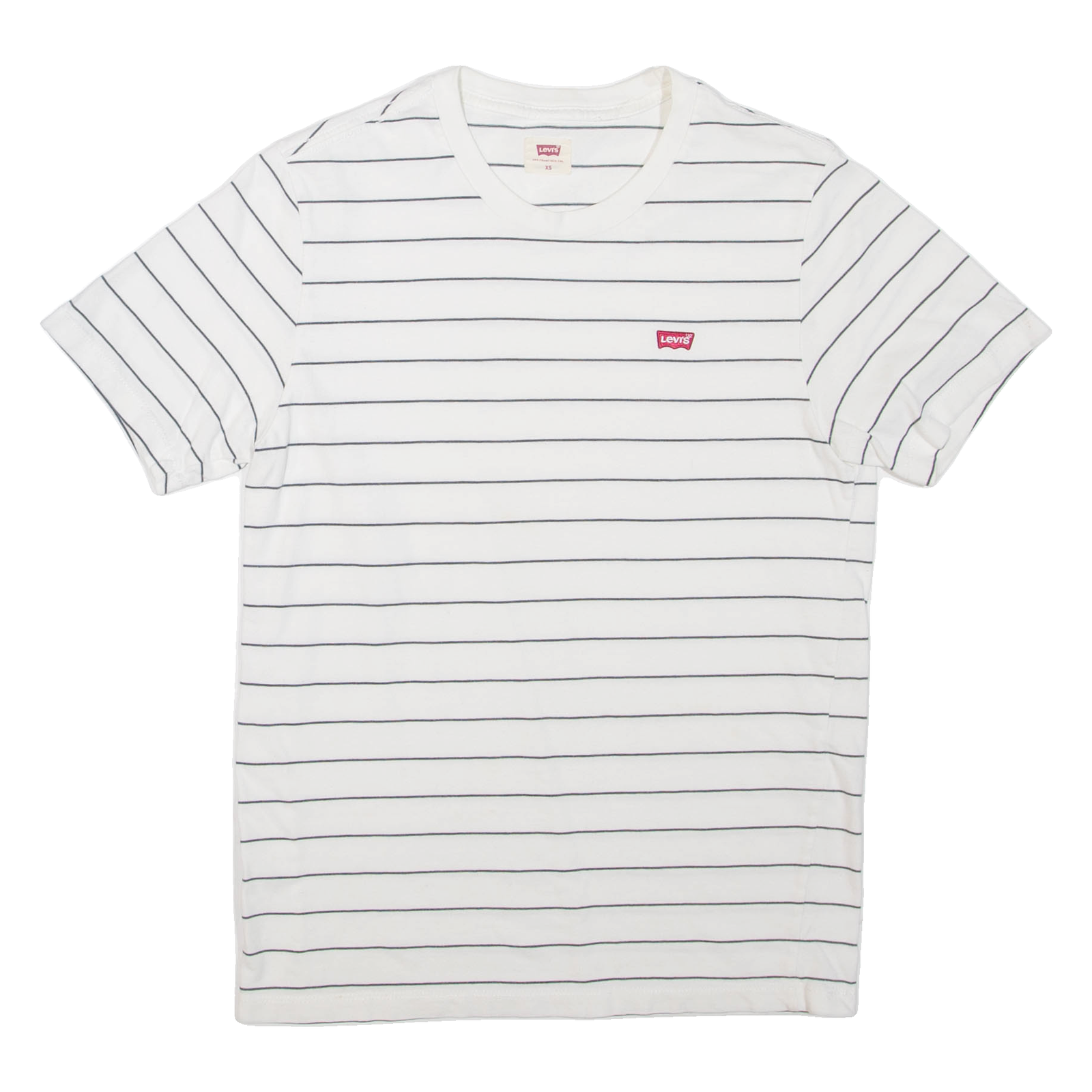 LEVI'S Striped Mens T-Shirt White Crew Neck XS Refurbished - N/A refurbished available on Cerqular