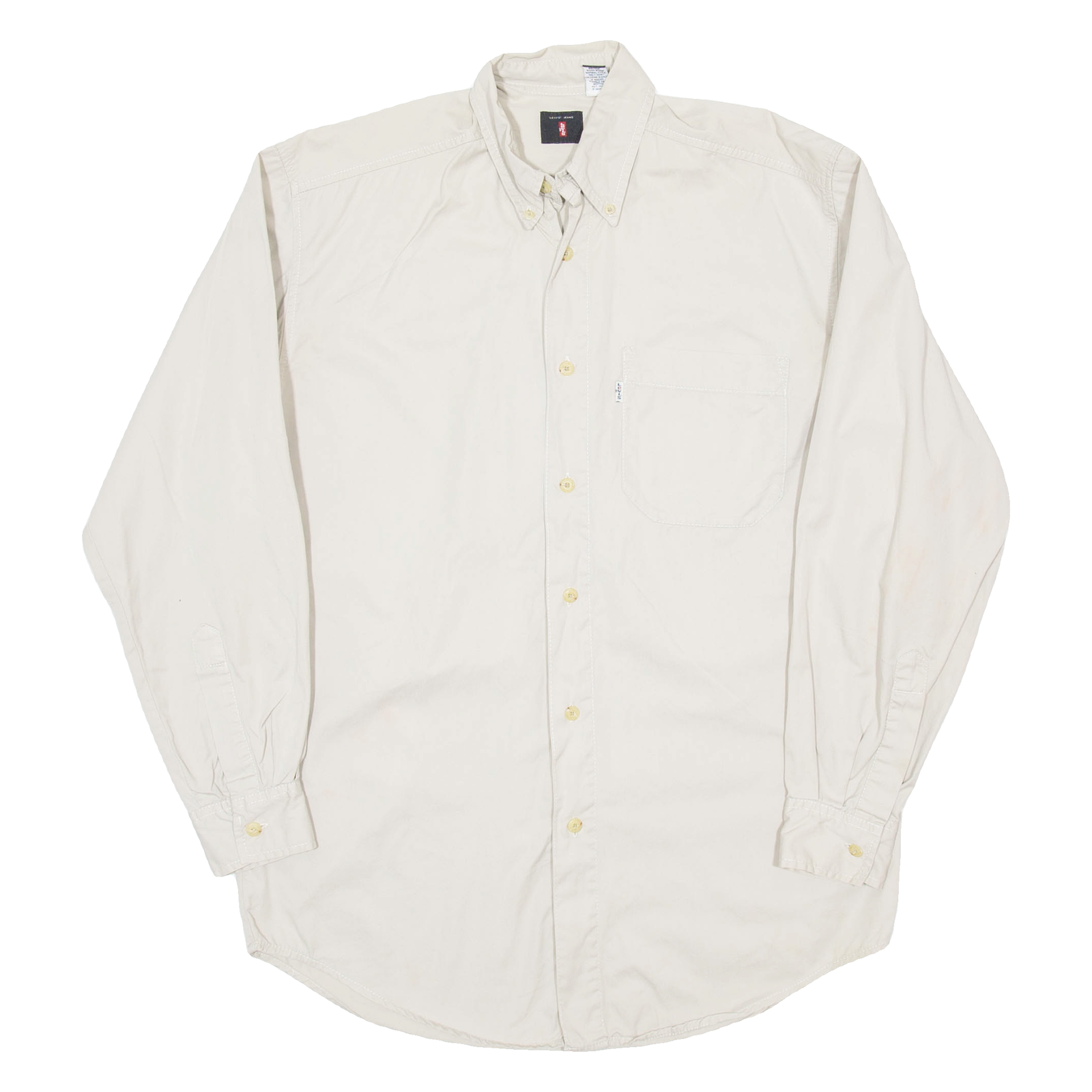 LEVI'S Mens Plain Shirt Beige Long Sleeve S Refurbished - N/A refurbished available on Cerqular