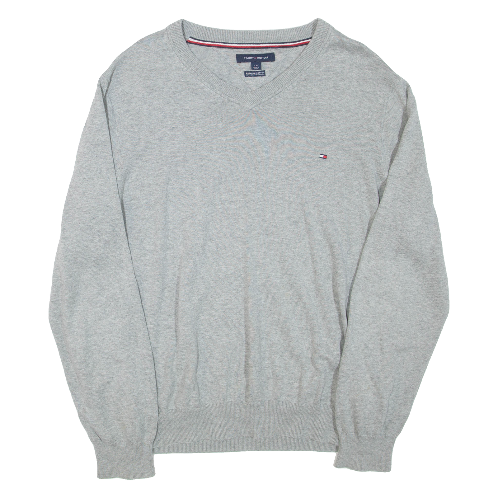 TOMMY HILFIGER Mens Jumper Grey Tight Knit L Refurbished - N/A refurbished available on Cerqular