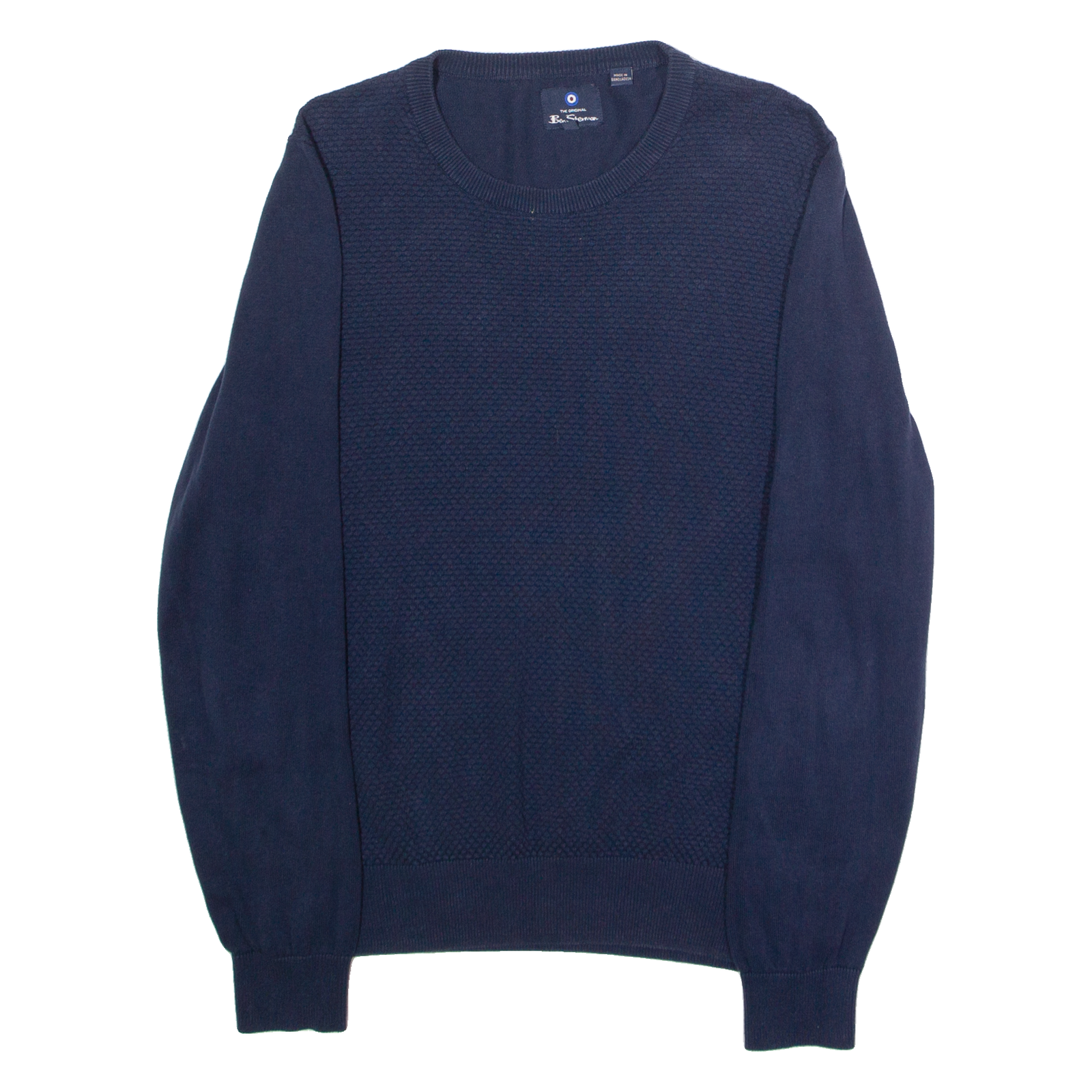 BEN SHERMAN Mens Jumper Blue Crew Neck Waffle Knit M Refurbished - N/A refurbished available on Cerqular