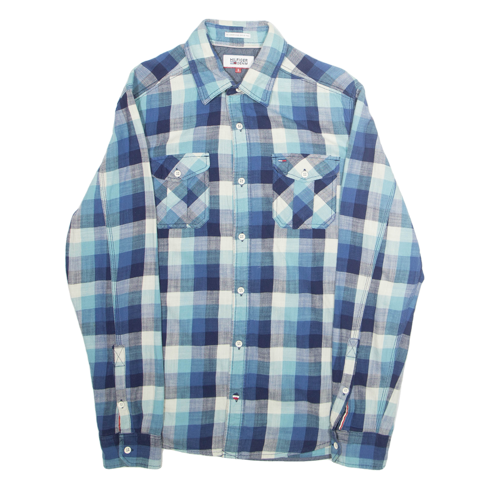TOMMY HILFIGER Mens Shirt Blue Check Long Sleeve S Refurbished - N/A refurbished available on Cerqular