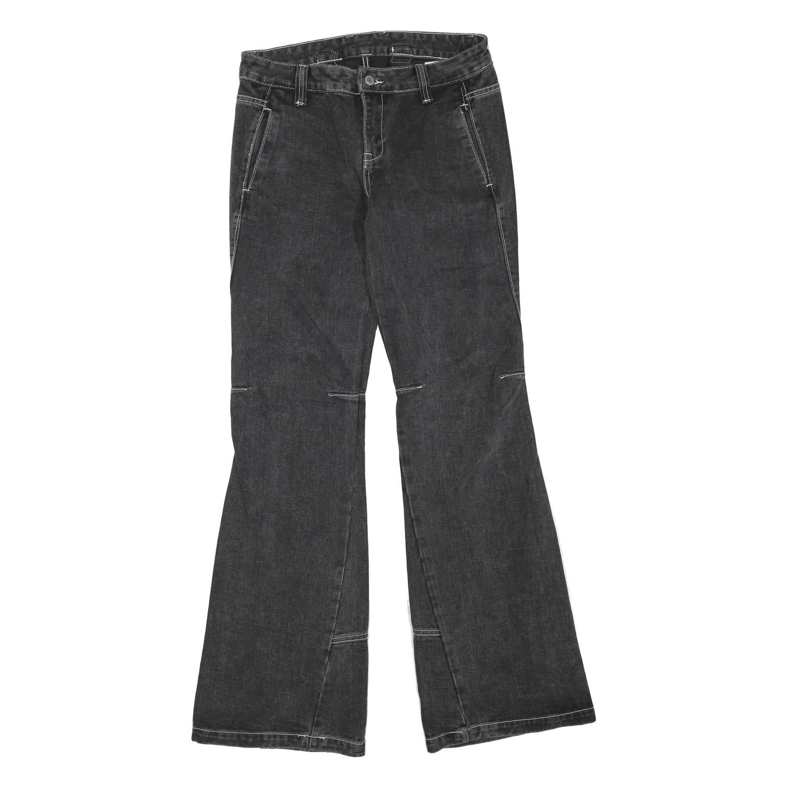 Womens Black Regular Fit Flared Denim Jeans Cotton Blend W30 L34 Zip Casual Refurbished - N/A refurbished available on Cerqular