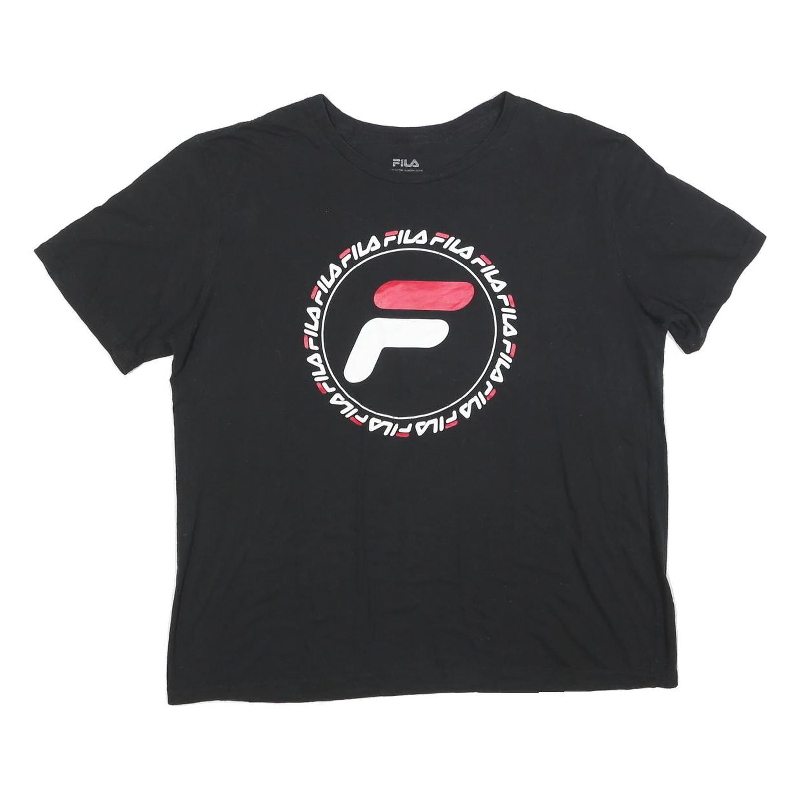 FILA Womens Black Graphic T-Shirt XL Short Sleeve Crew Neck Logo Print Refurbished - N/A refurbished available on Cerqular