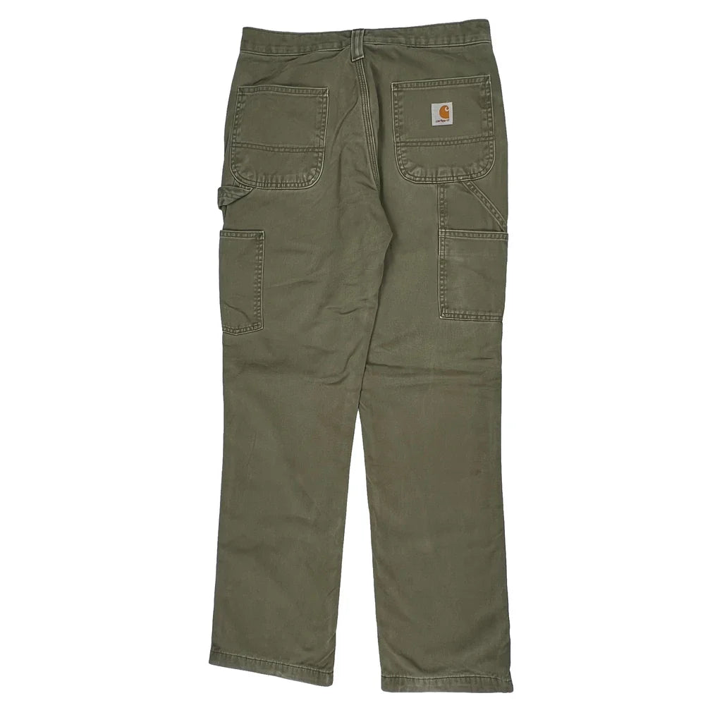 Carhartt Carpenter Trousers - 30W 32L Green Cotton Refurbished - Thrifted (note: this is a term often used to describe second- refurbished available on Cerqular