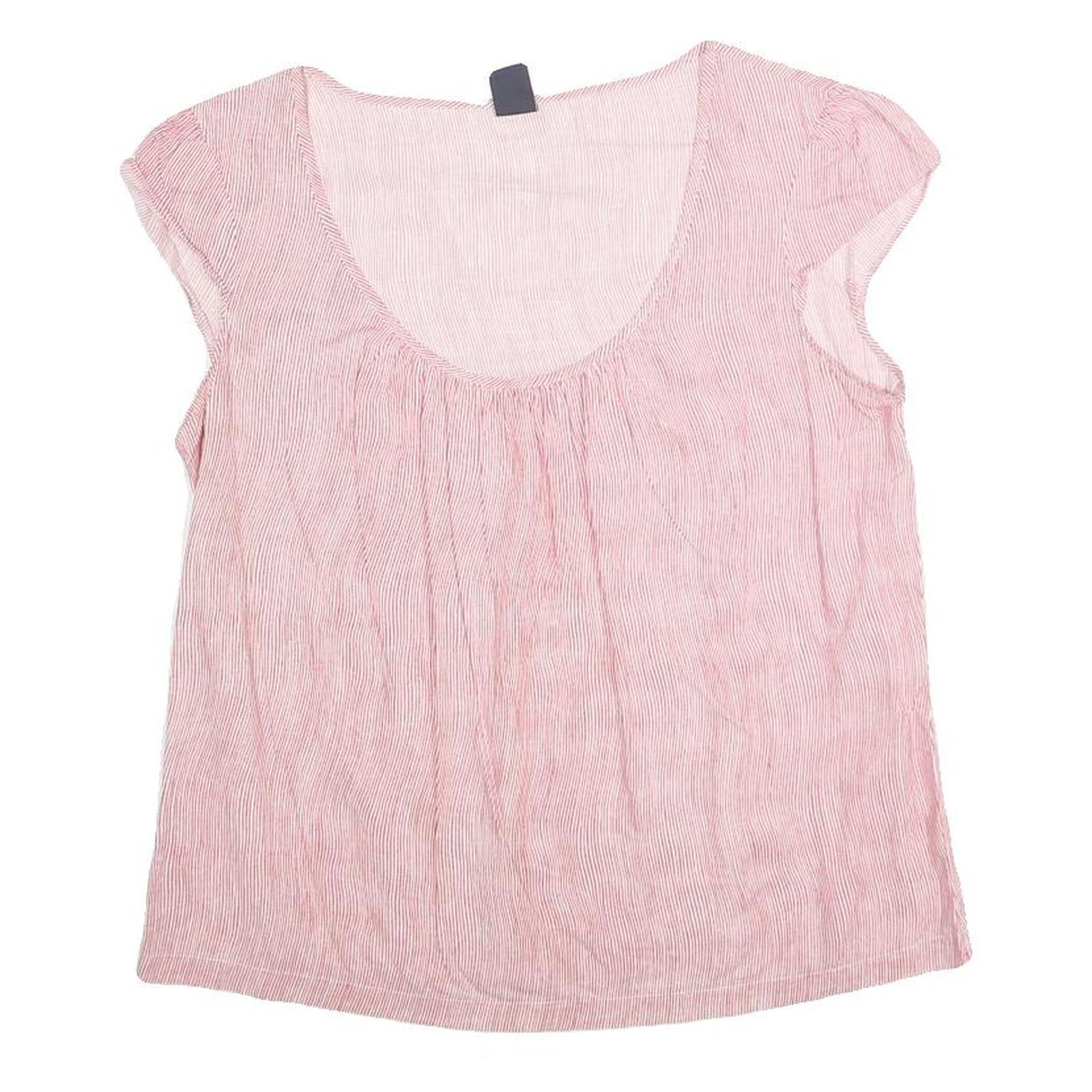 GAP Womens Pink & White Striped Basic Top Short Sleeve Round Neck M Cotton Blend Refurbished - N/A refurbished available on Cerqular