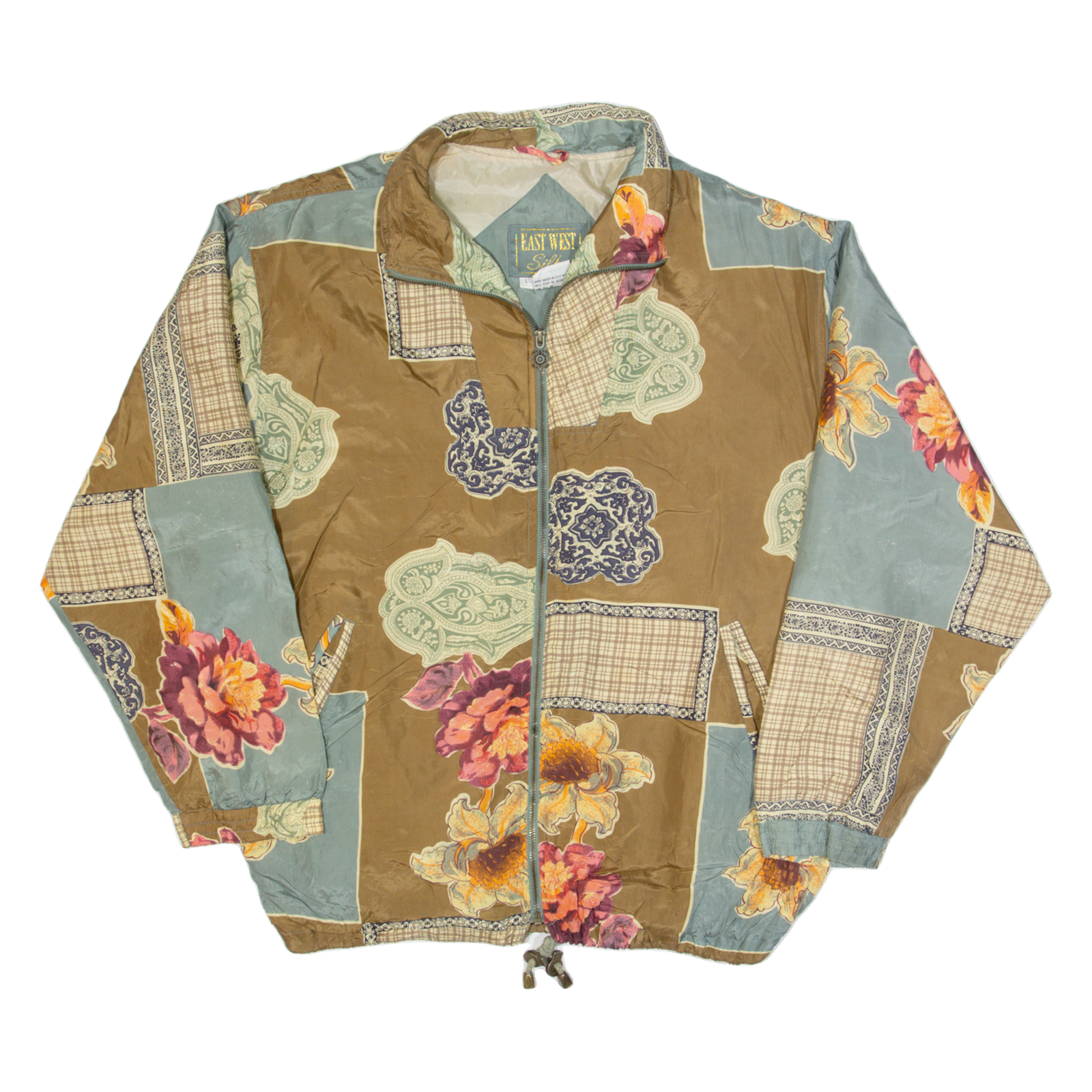 EAST WEST Womens Jacket Brown Silk Crazy Pattern L Refurbished - N/A refurbished available on Cerqular