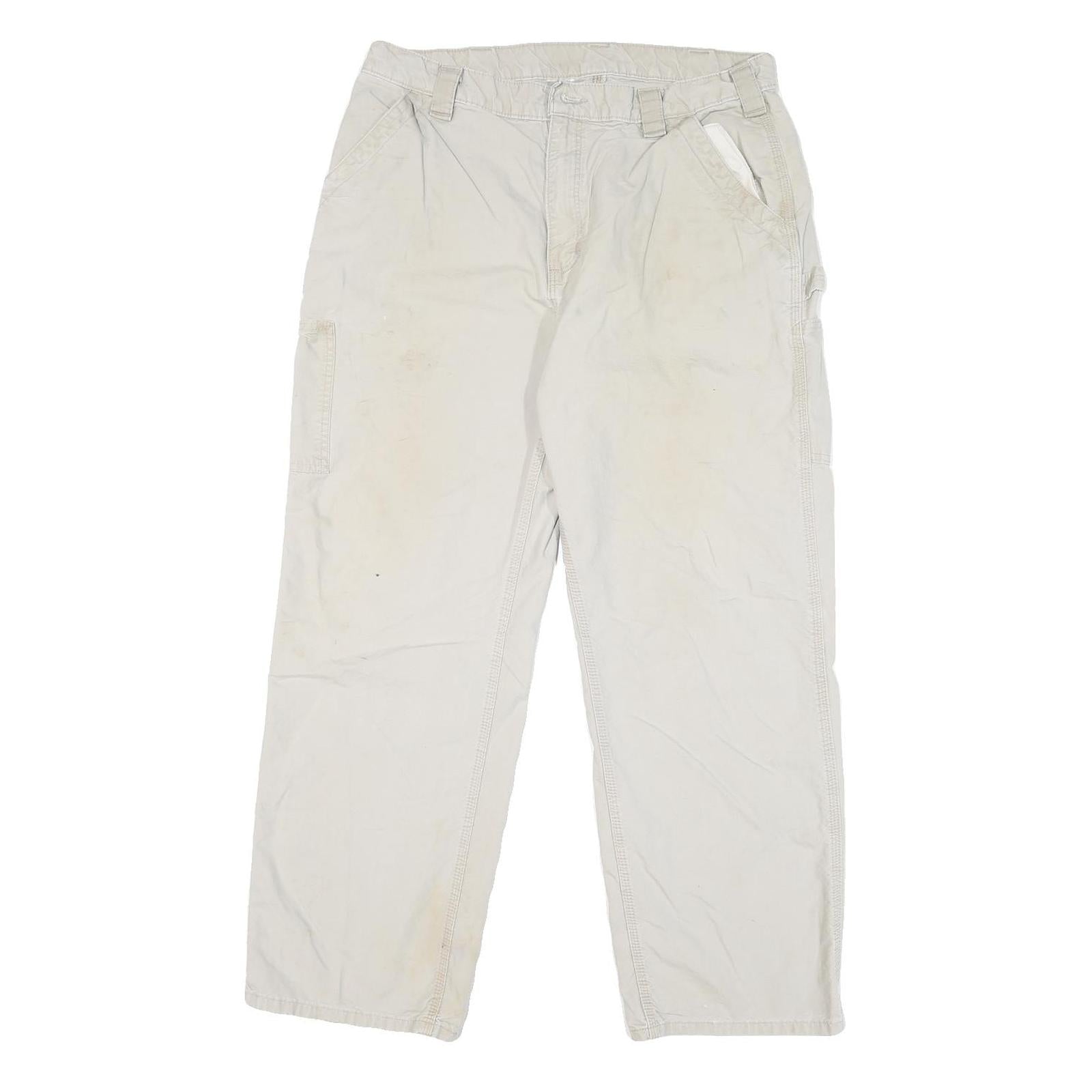 CARHARTT Mens Regular Fit White Cotton Blend Zip Closure Jeans W36 L28 Workwear Refurbished - N/A refurbished available on Cerqular