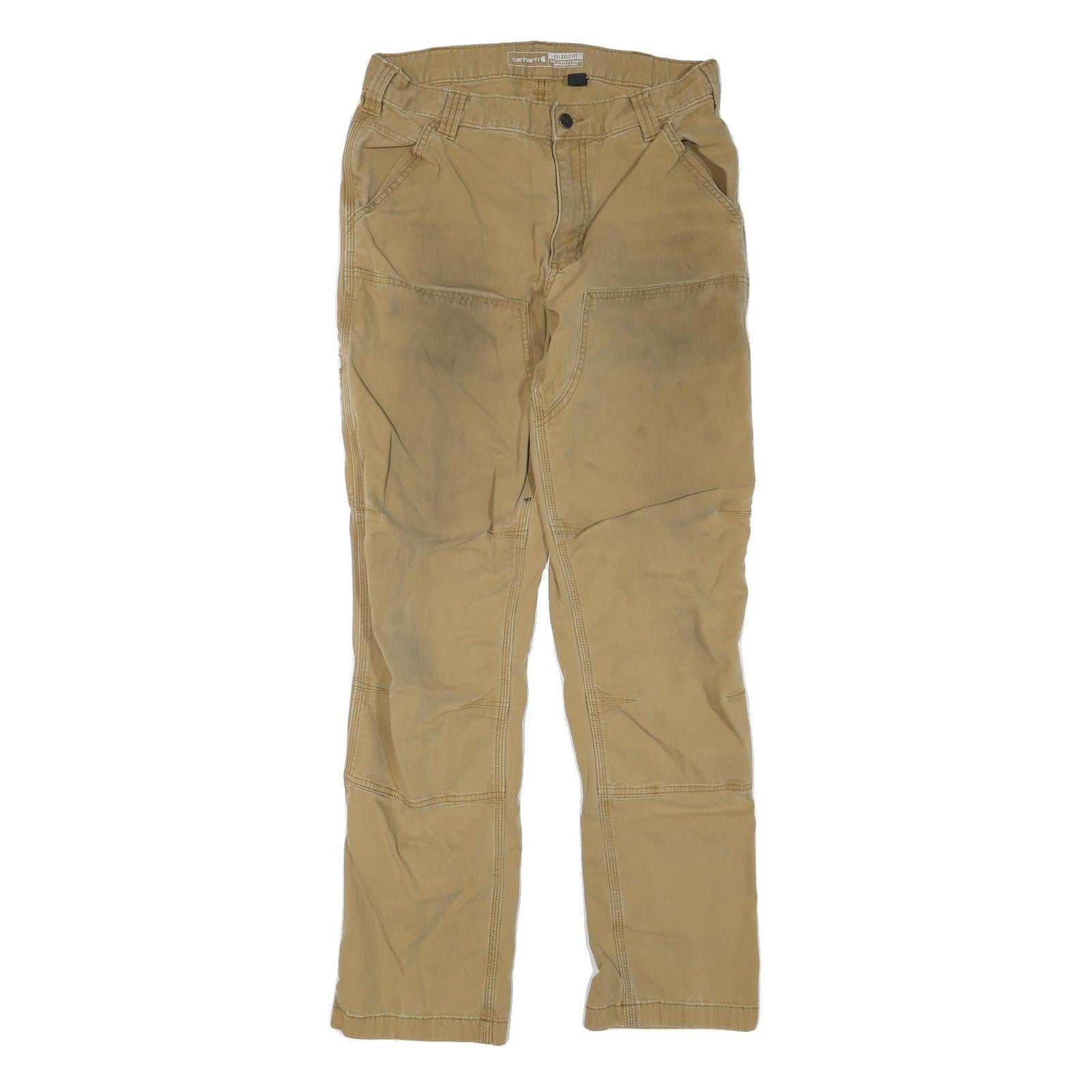 CARHARTT Mens Regular Fit Jeans Beige Cotton Blend W32 L31 Workwear Utility Zip Refurbished - N/A refurbished available on Cerqular