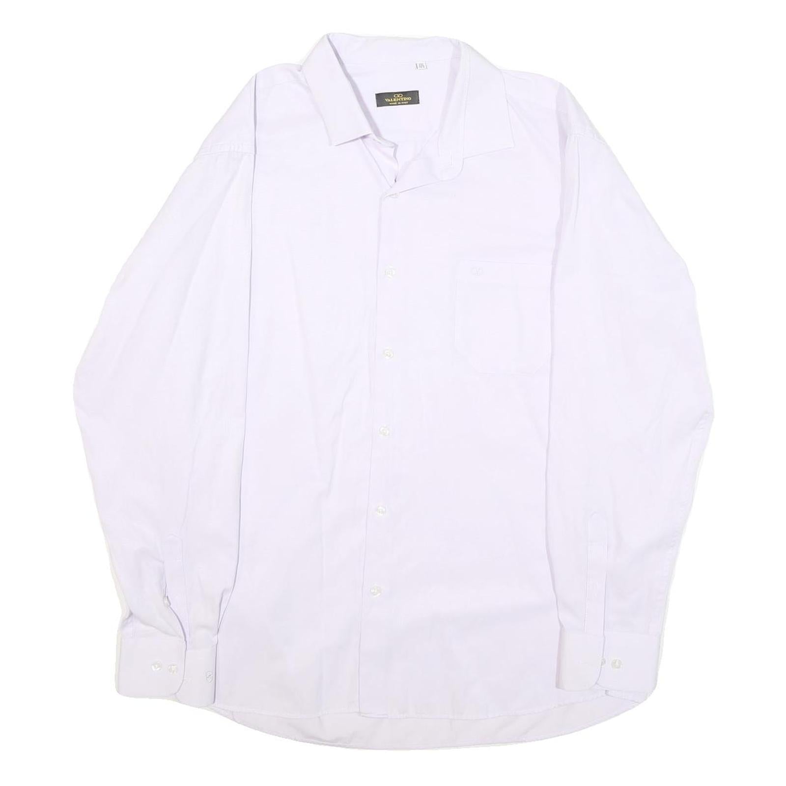 VALENTINO Mens White Plain Shirt 2XL Classic Cotton Button-Down Collar Refurbished - N/A refurbished available on Cerqular