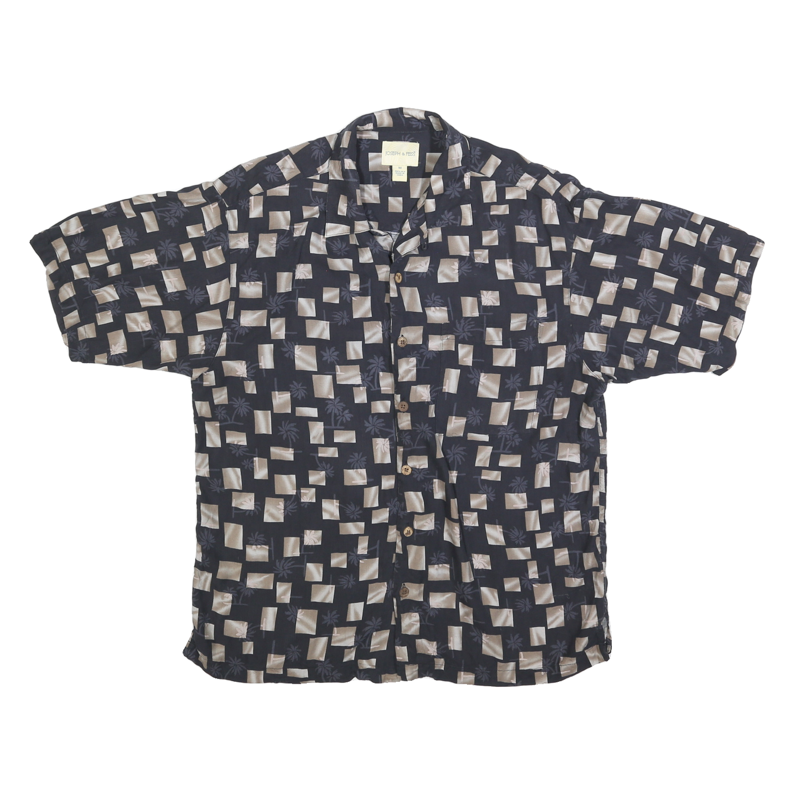 JOSEPH & FEISS Mens Black & Beige Silk Printed Shirt M Relaxed Fit Casual Refurbished - N/A refurbished available on Cerqular