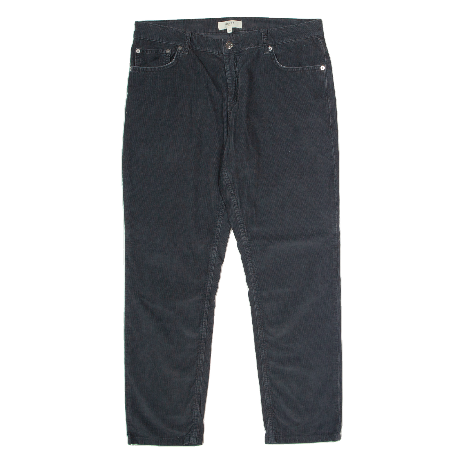 REISS Mens Corduroy Trousers Black Regular Straight W34 L28 Refurbished - N/A refurbished available on Cerqular