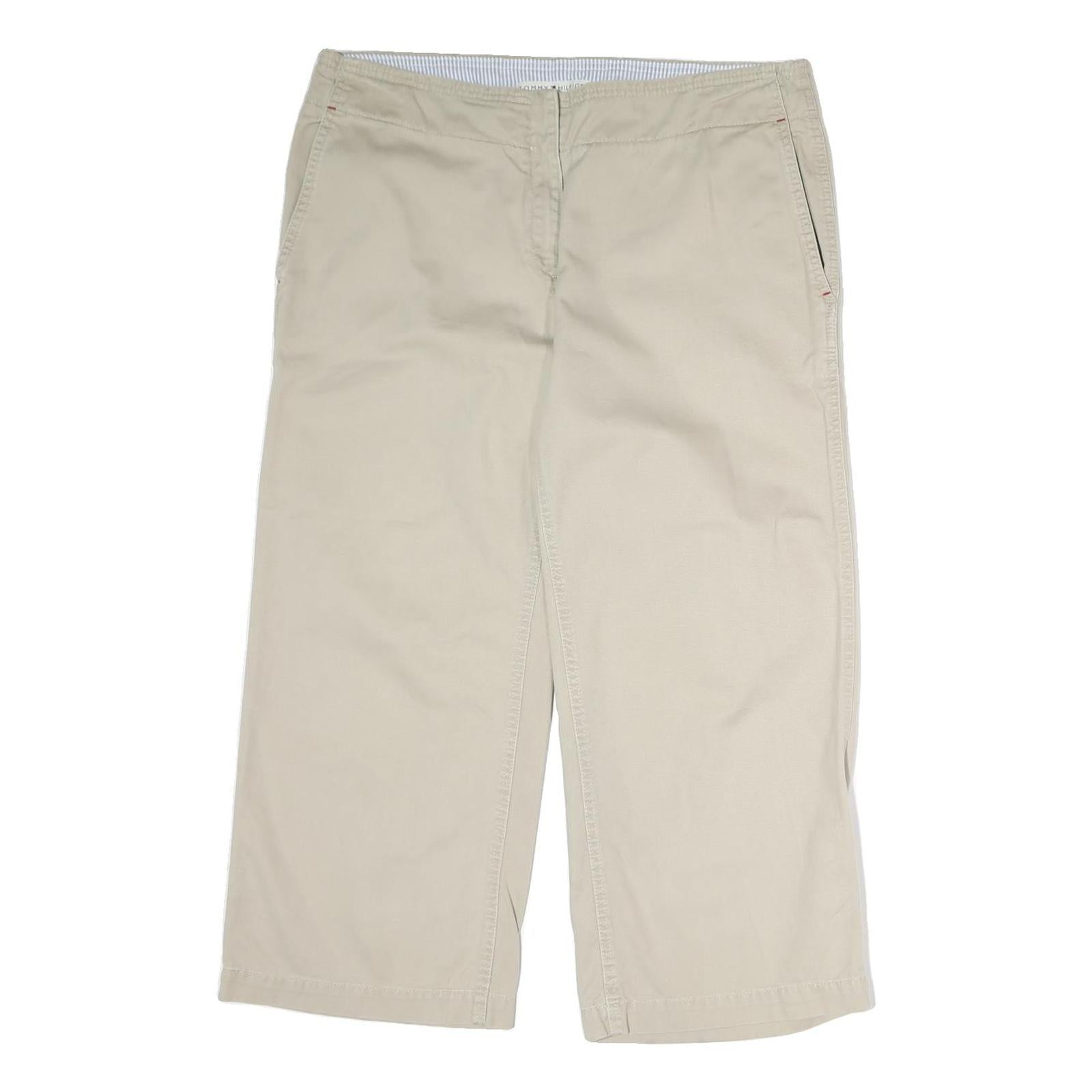 TOMMY HILFIGER Womens Cotton Beige Regular Straight Trousers W36 L34 Comfortable Refurbished - N/A refurbished available on Cerqular