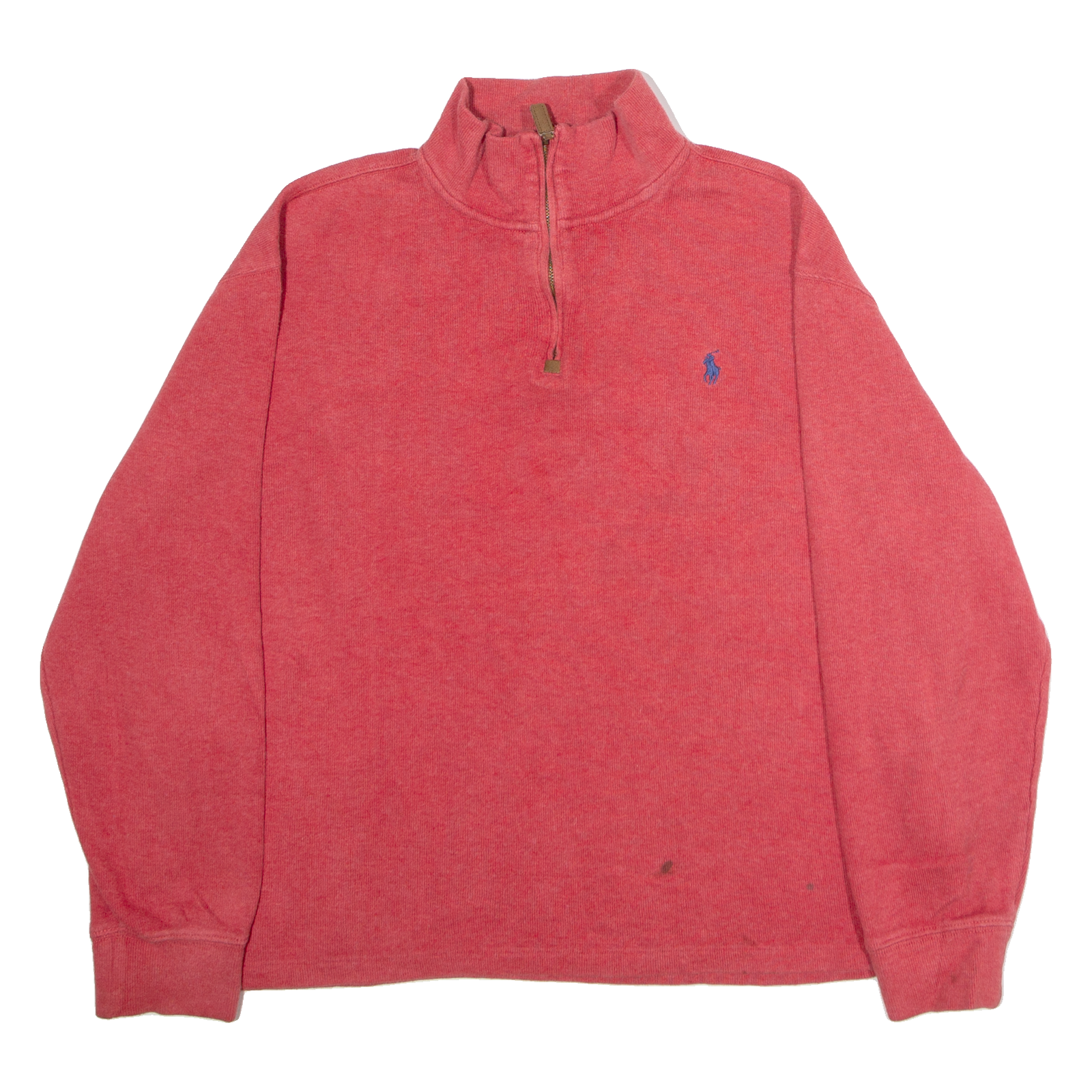 POLO RALPH LAUREN Mens Jumper Red 1/4 Zip Tight Knit L Refurbished - N/A refurbished available on Cerqular