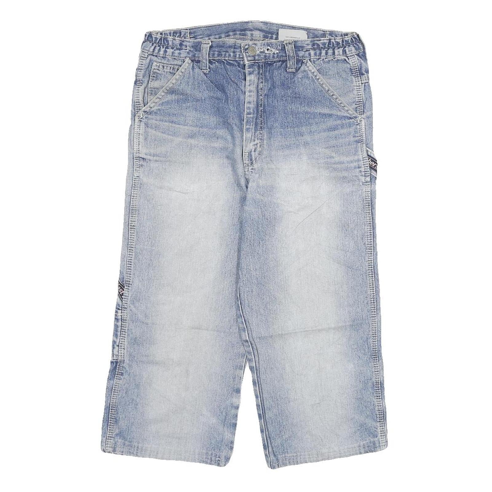 Mens Light Blue Denim Shorts Blast Brothers M W28 Cargo Style Logo Printed Refurbished - N/A refurbished available on Cerqular