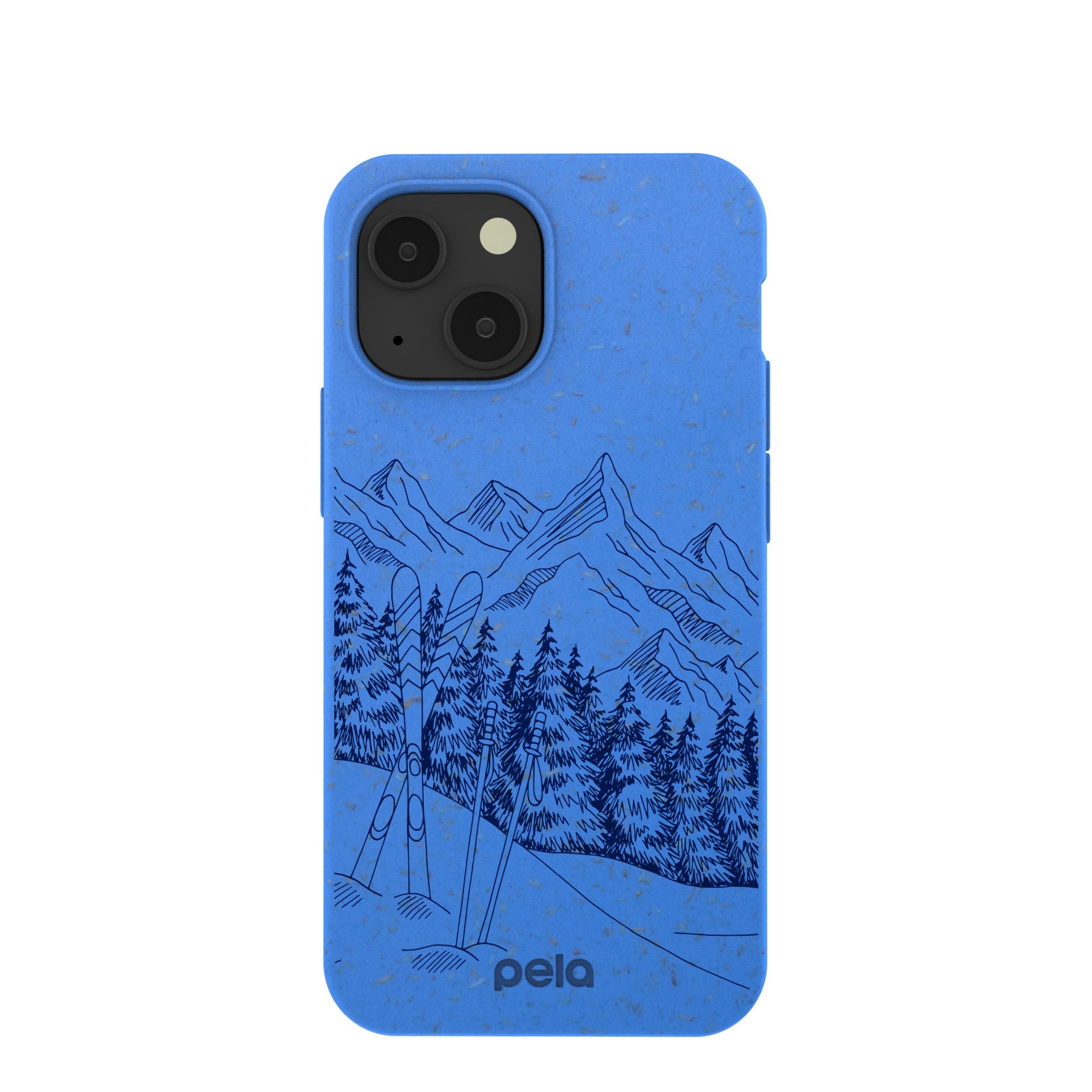 Electric Blue Backcountry Ski iPhone 13 Mini Case Refurbished - Pela Case refurbished available on Cerqular