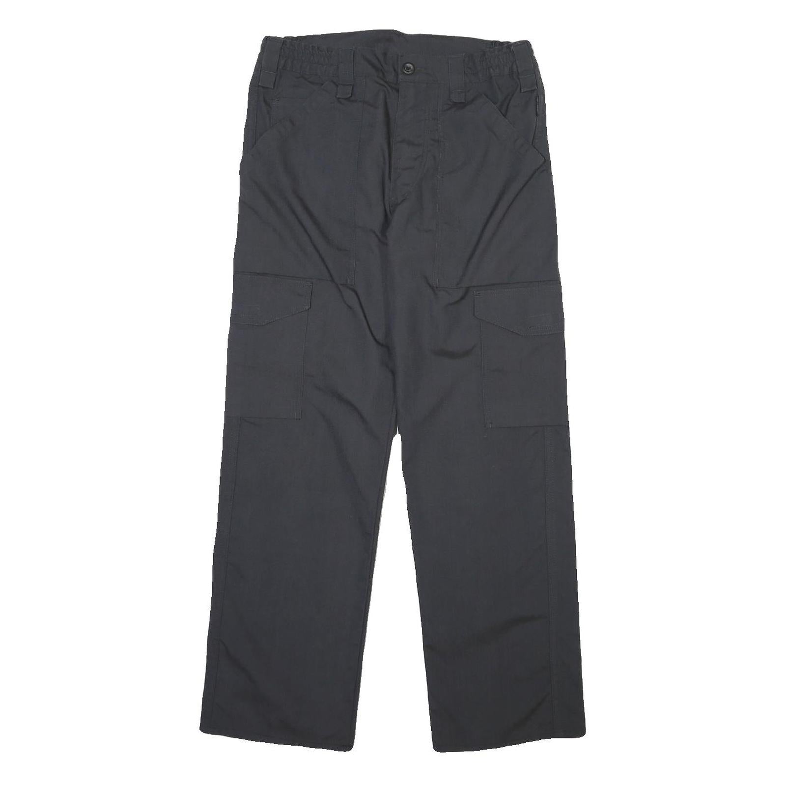 Mens Cotton Blend Black Regular Fit Cargo Trousers W30 L30 Button Closure Refurbished - N/A refurbished available on Cerqular