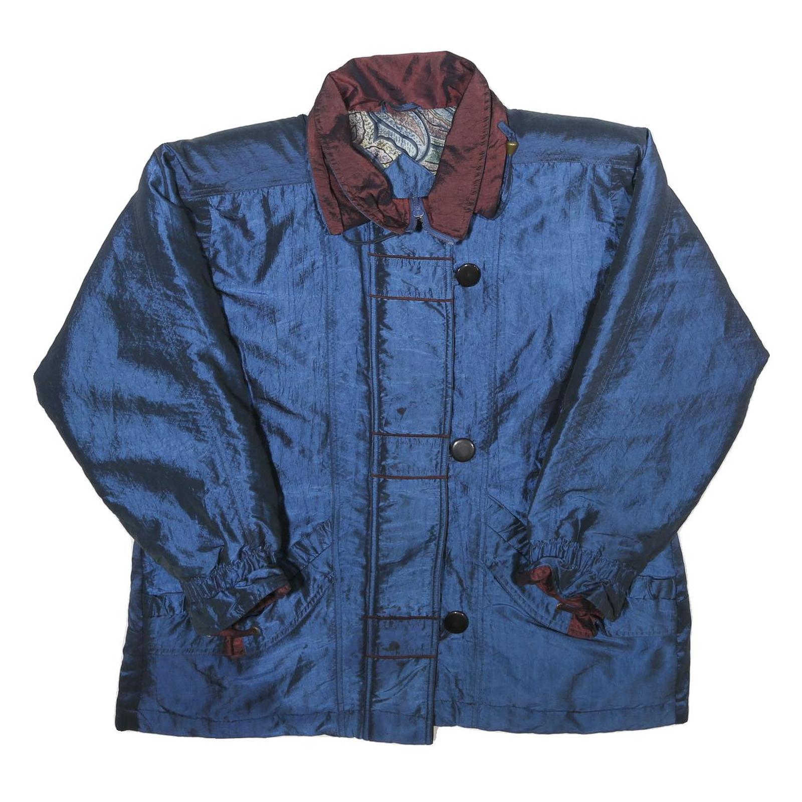 Womens Blue & Burgundy Nylon Zip Jacket L Plain Casual Lightweight Outerwear Refurbished - N/A refurbished available on Cerqular